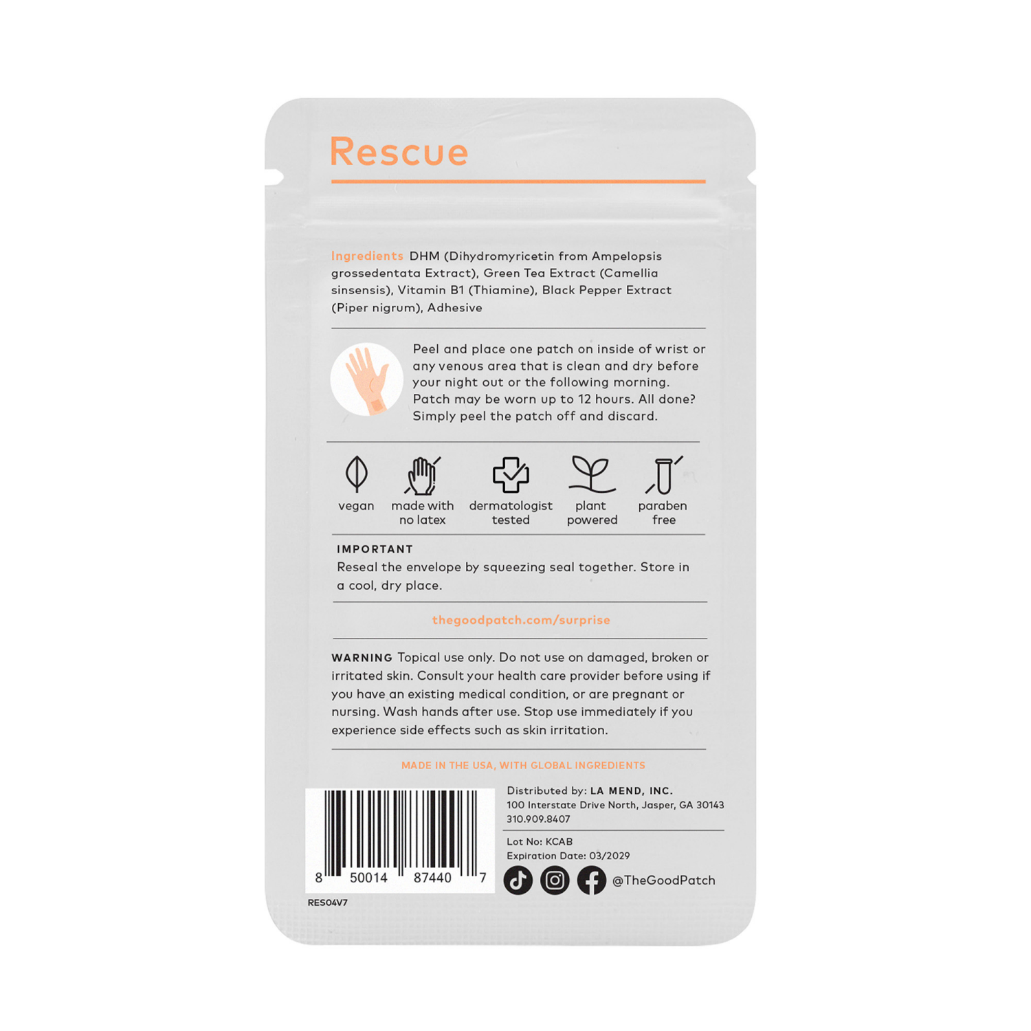 slide 6 of 8, The Good Patch Rescue Patches 4 ea, 4 ct