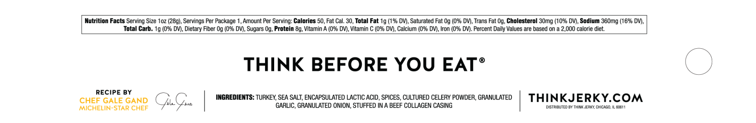 slide 2 of 2, Think Jerky All-Natural Original Turkey Stick 1 oz, 1 oz