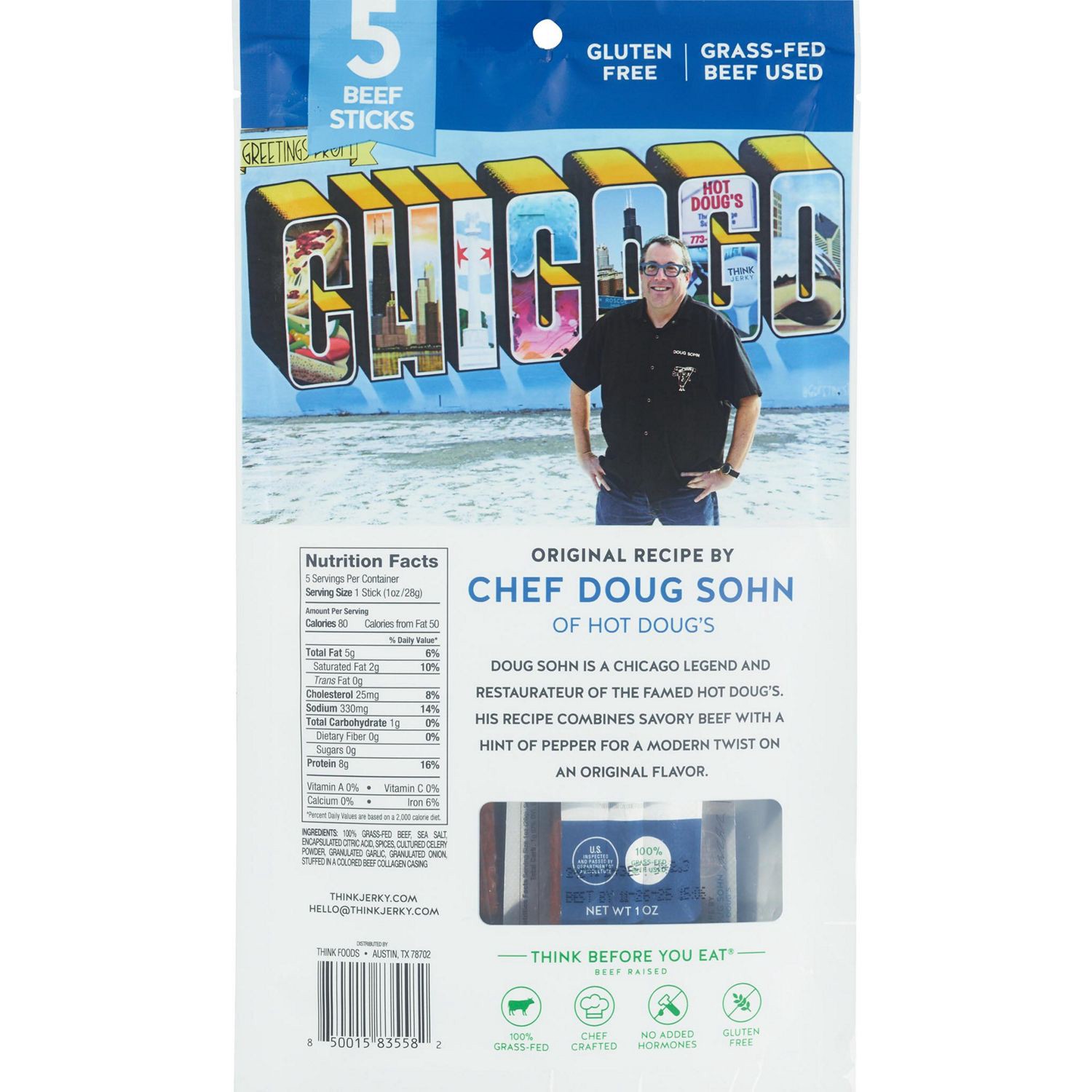 slide 2 of 2, Think Jerky, Original Beef Stick Pouch, 1 Oz, 1 oz