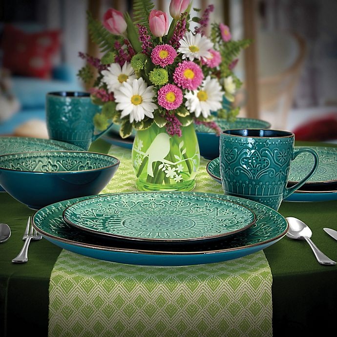 slide 2 of 9, Elama Sea Foam Dinnerware Set, 16 ct