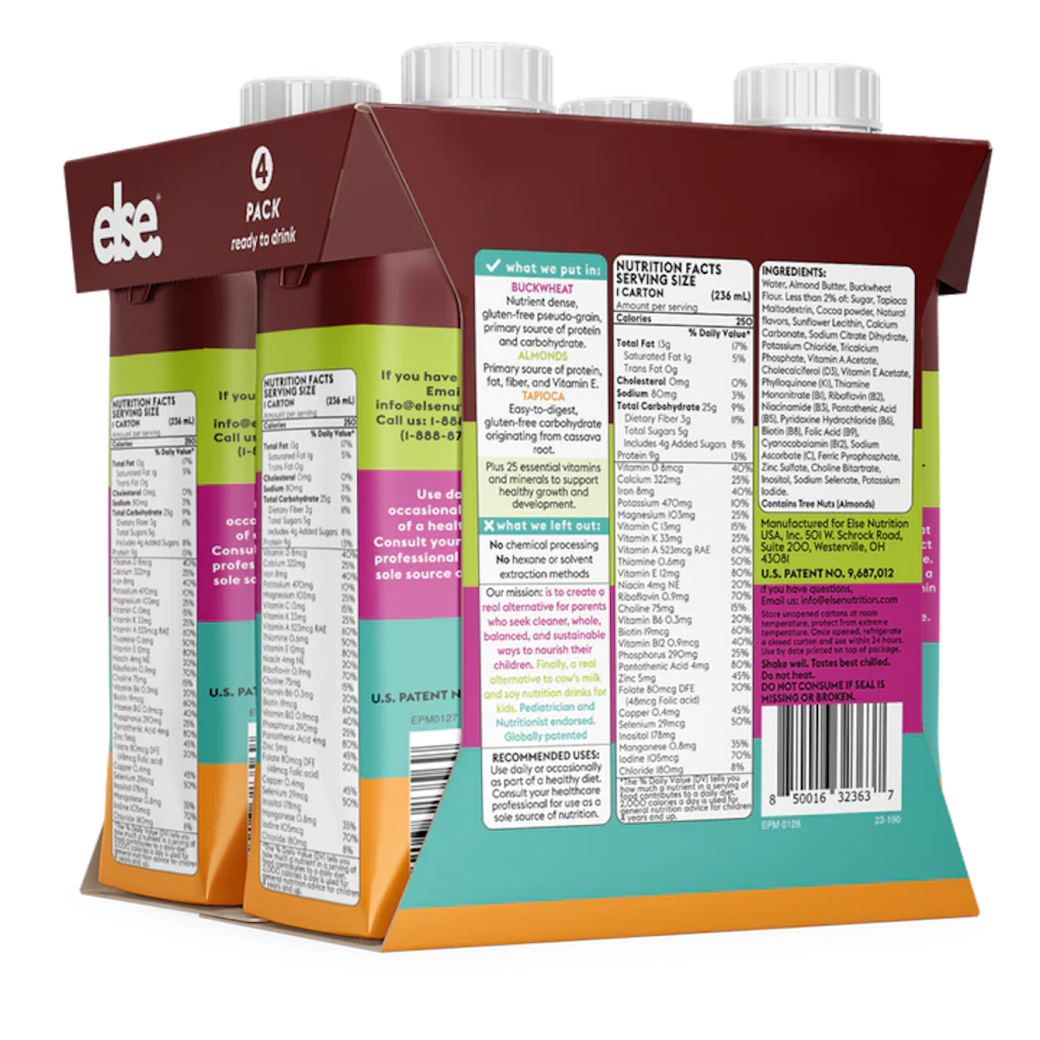 slide 2 of 3, Else Kids Plant-Powered Complete Nutrition Shake with Real Cocoa 4 - 8 fl oz Cartons, 4 ct