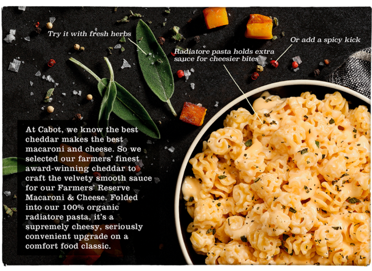 slide 2 of 2, Cabot Farmer's Reserve Super Premium Sharp Cheddar Macaroni & Cheese - 11 oz, 11 oz