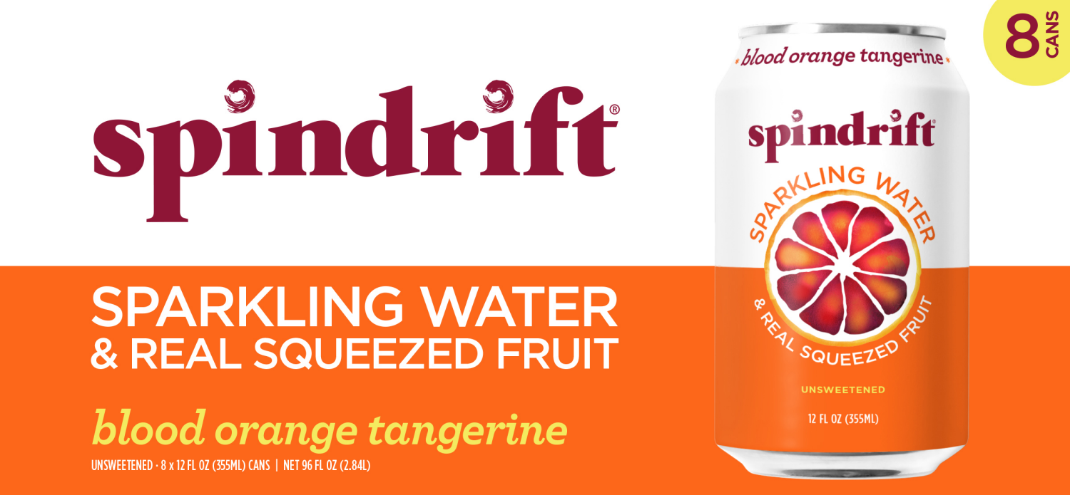 slide 1 of 4, Spindrift 12 oz. Blood Orange Tangerine Sparkling Water 8pk, 8 ct; 12 fl oz