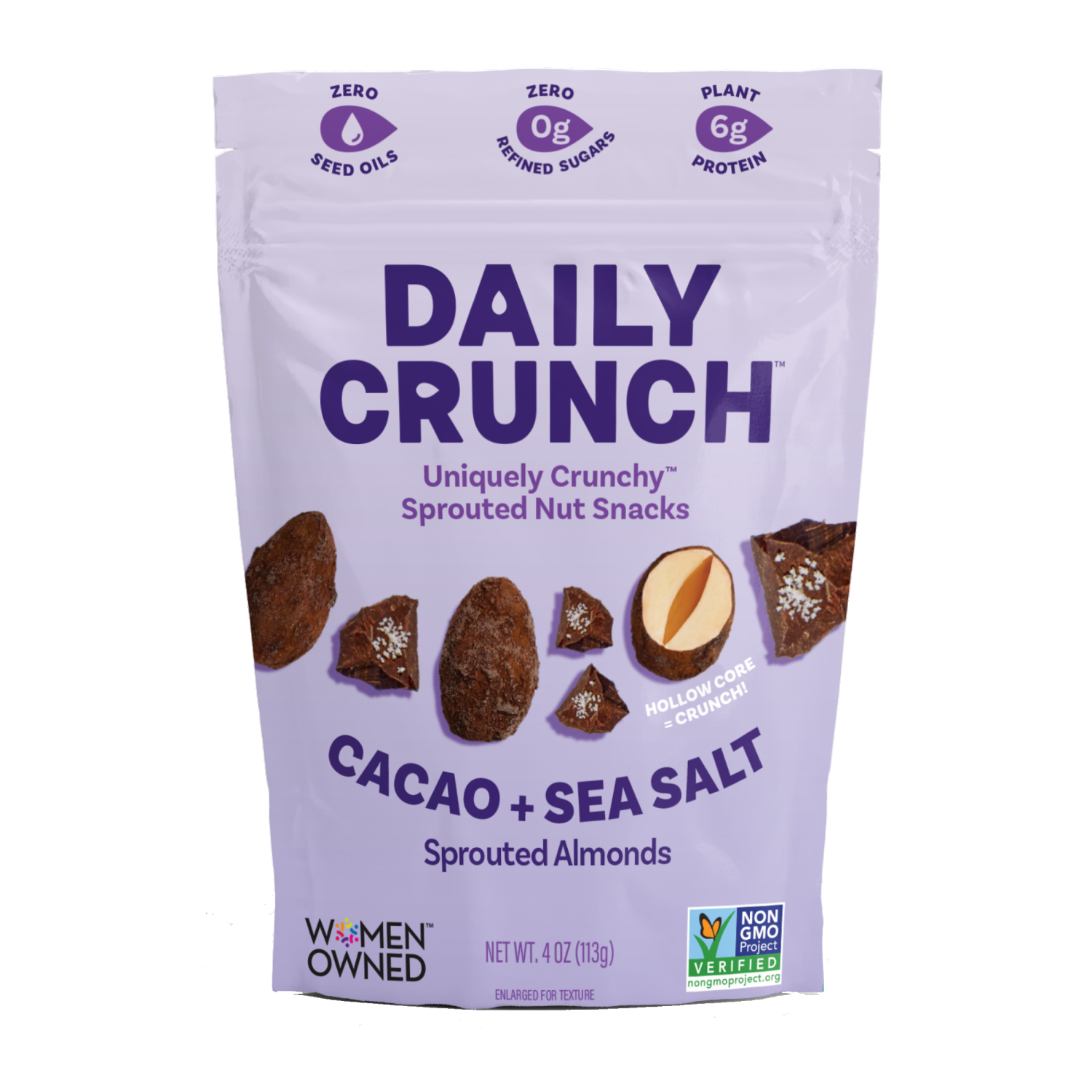 slide 1 of 2, Daily Crunch Cocoa + Sea Salt Sprouted Almonds, 4 oz