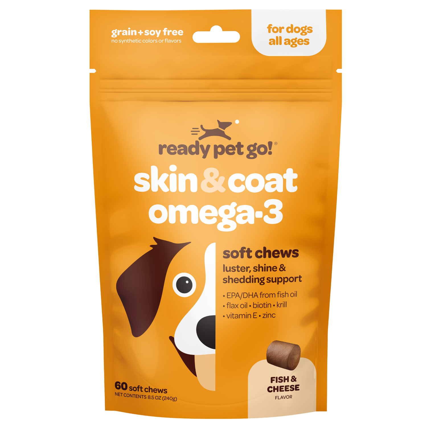 slide 1 of 2, Ready Pet Go! Skin & Coat Omega-3 Fish & Cheese Soft Chews 60 ea, 60 ct