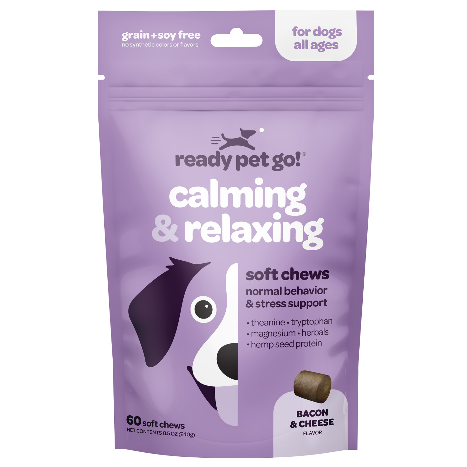slide 1 of 2, Ready Pet Go Calm & Relax Chews, Bacon Cheese flavor, 60 ct