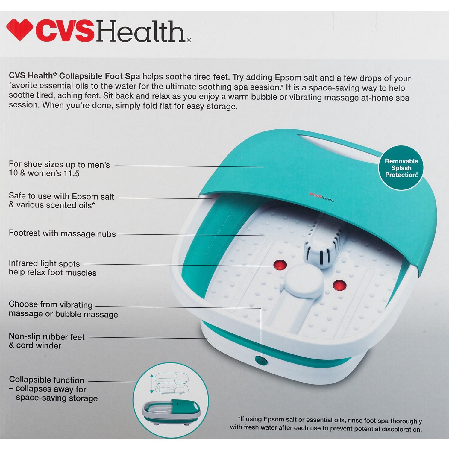 slide 4 of 5, CVS Health Relaxing Foot Spa, Foldable To Save Space, 1 ct