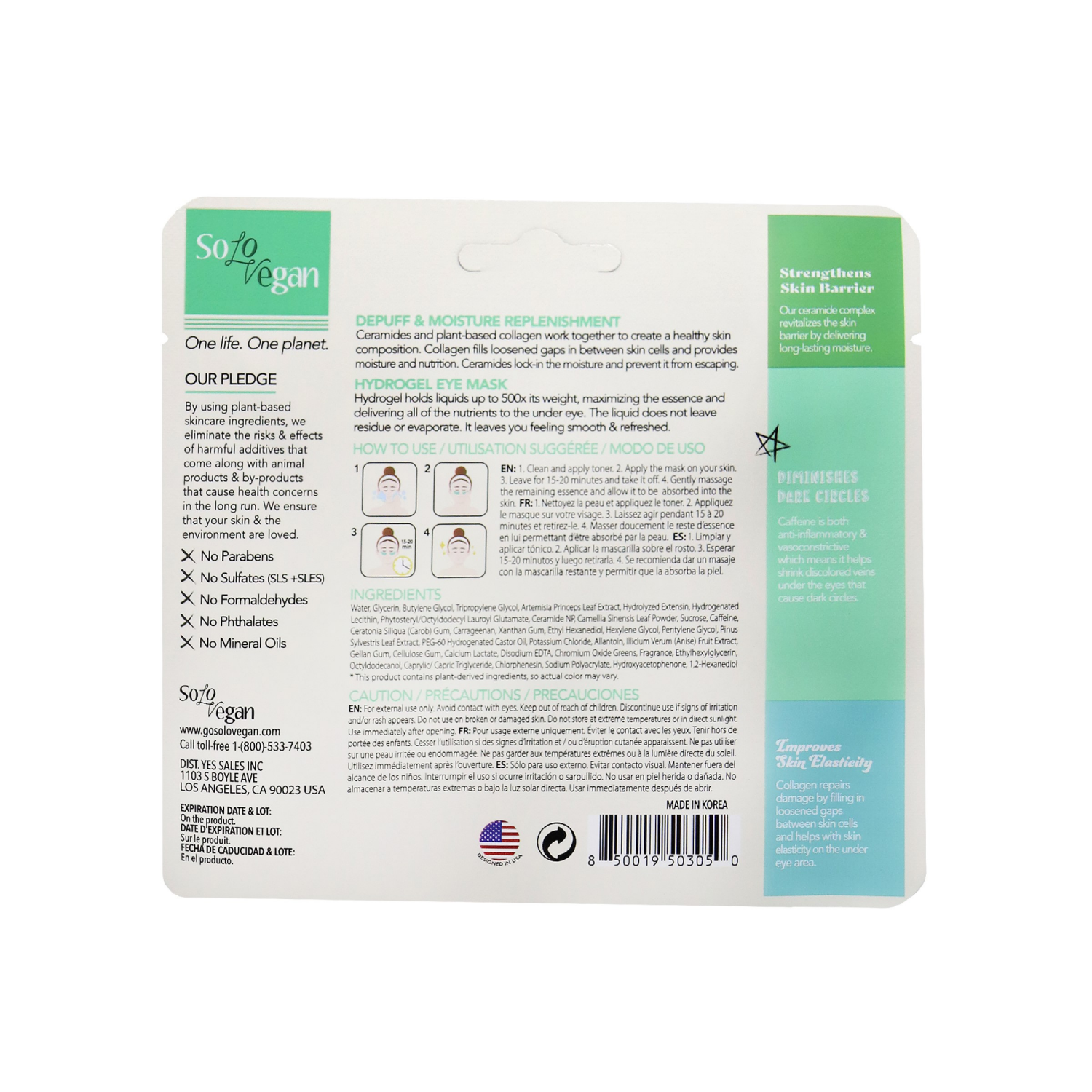 slide 2 of 2, SoloVegan Eye Woke Up Like This Under Eye Mask, 3 ct