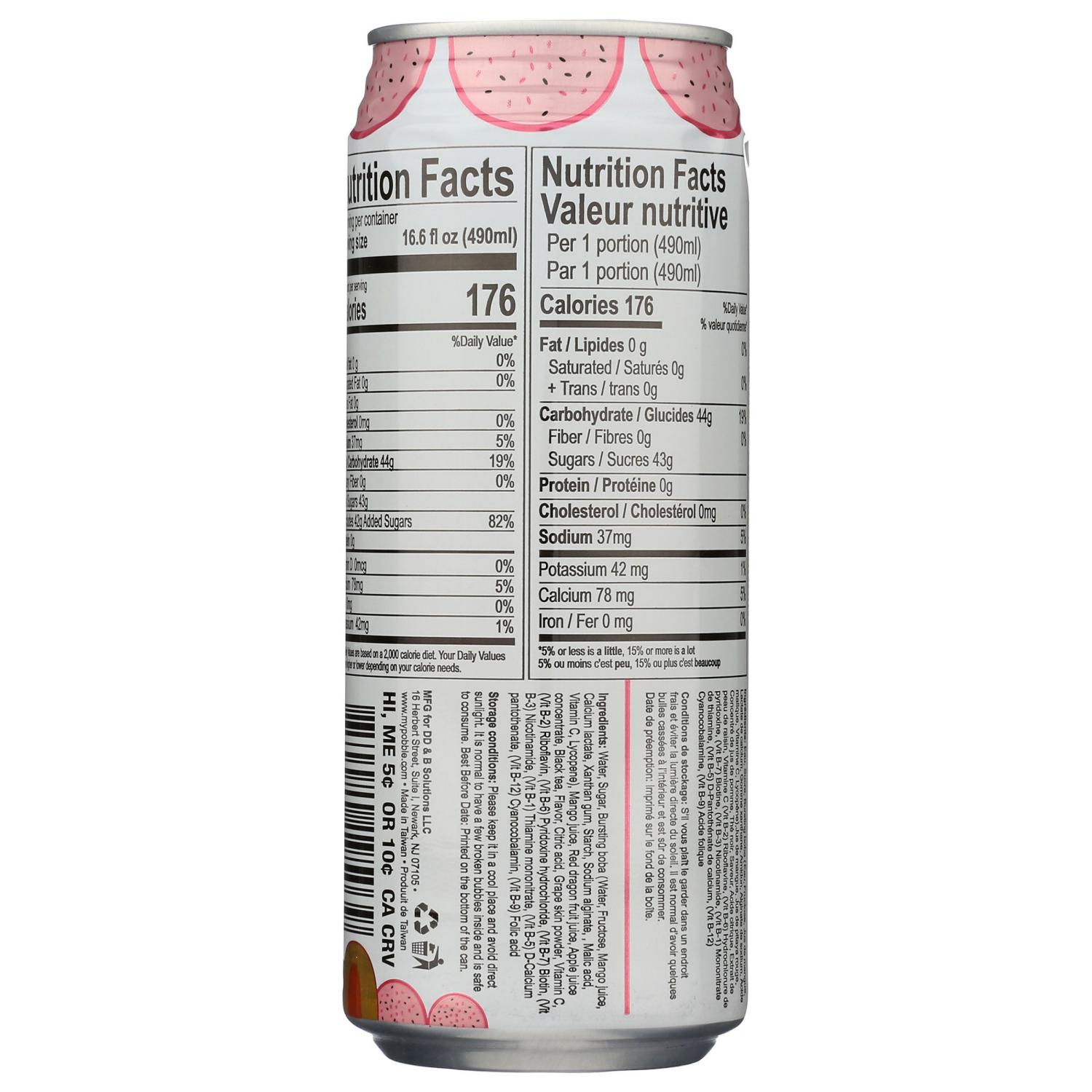 slide 2 of 4, Inotea Pobble Bursting Mango + Red Dragon Fruit Bubble Tea - 16.6 fl oz, 16.6 fl oz