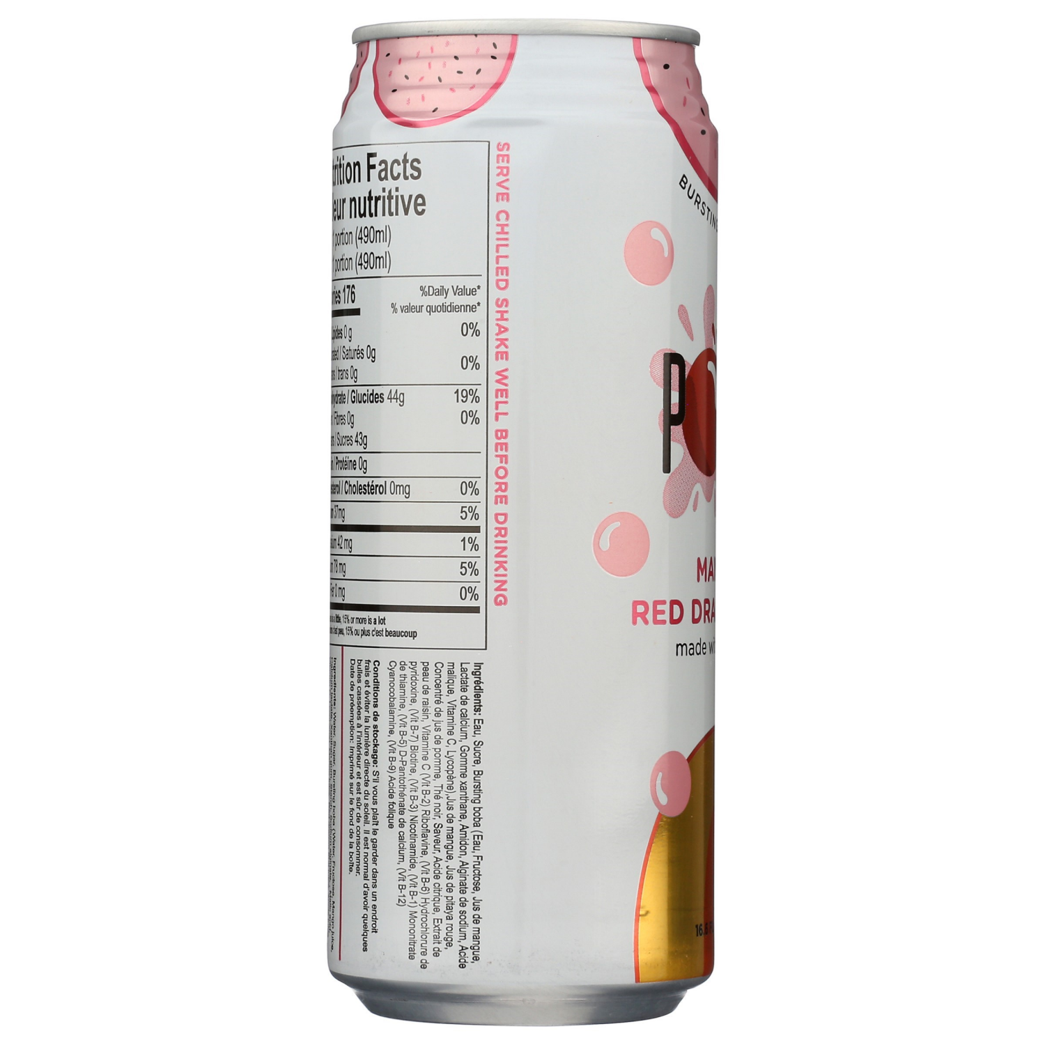 slide 3 of 4, Inotea Pobble Bursting Mango + Red Dragon Fruit Bubble Tea - 16.6 fl oz, 16.6 fl oz