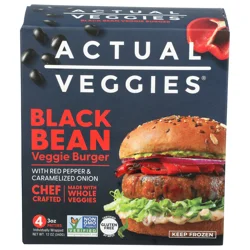 Actual Veggies Black Bean Veggie Burger with Red Pepper & Caramelized Onion 4 - 3 oz Patties
