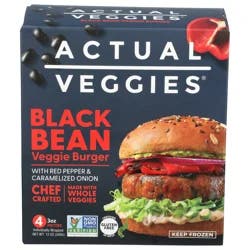 Actual Veggies Black Bean Veggie Burger with Red Pepper & Caramelized Onion 4 - 3 oz Patties