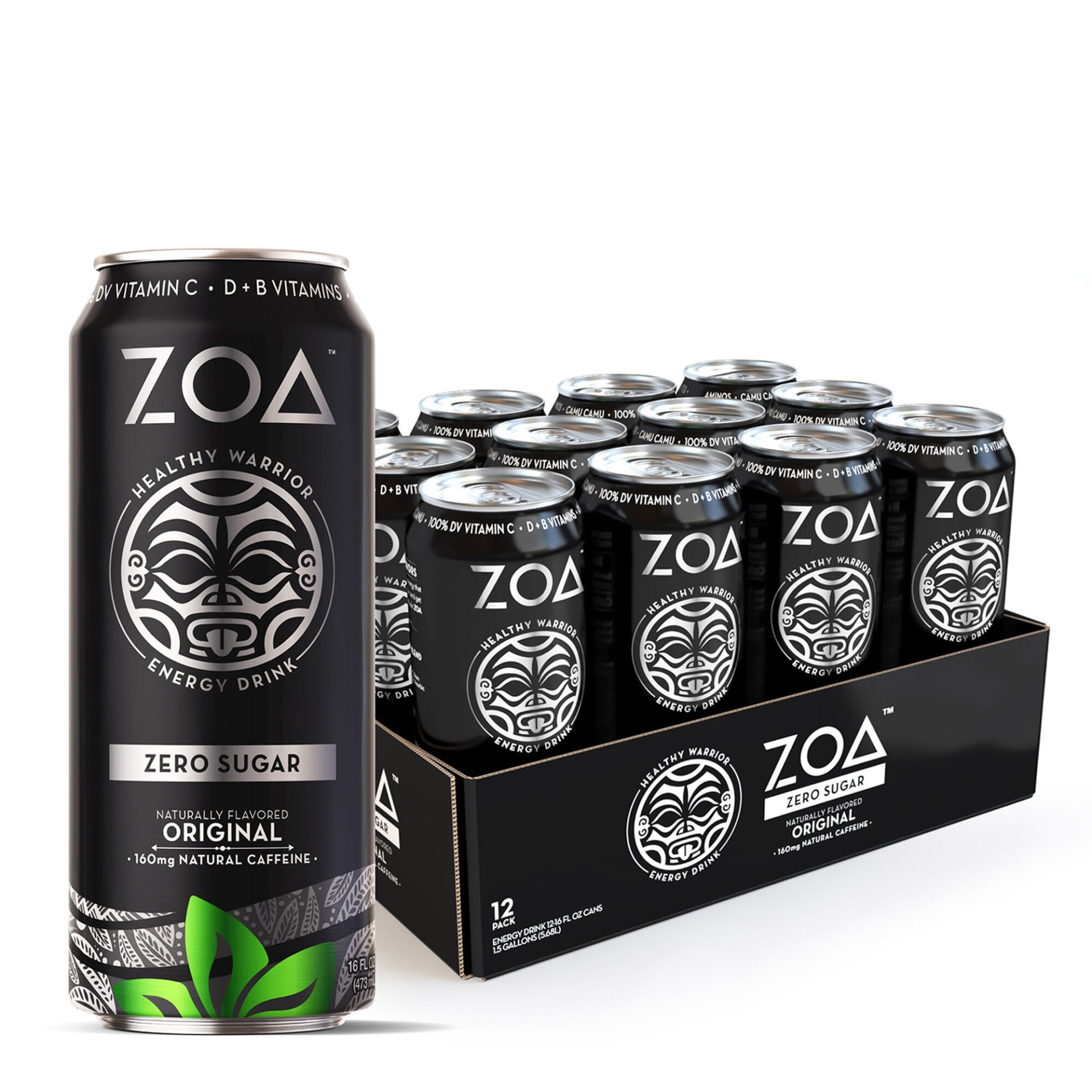 slide 1 of 1, ZOA Energy Drink Zero Sugar - Original, 12 ct