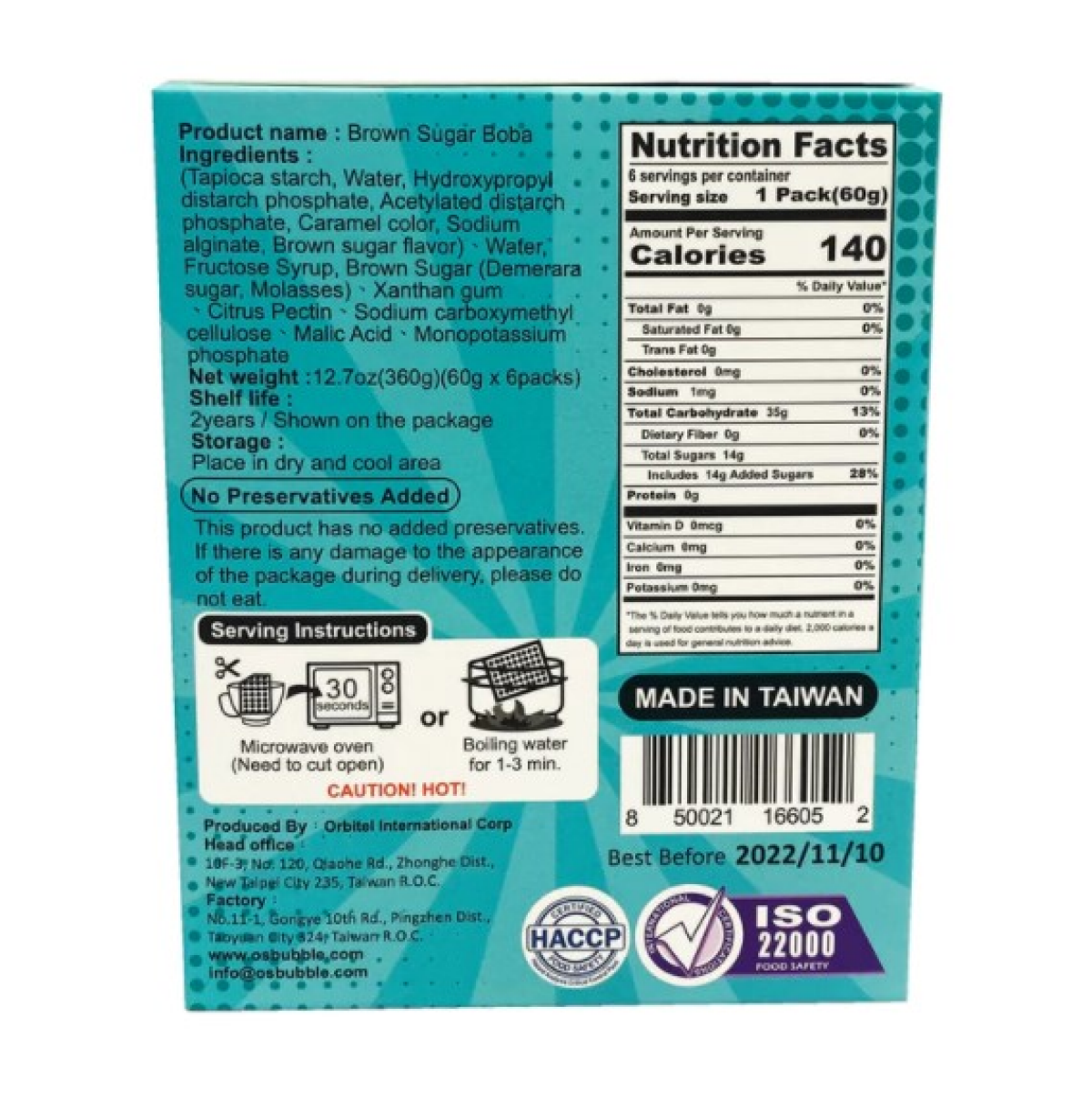 slide 2 of 2, O's Bubble Instant Brown Sugar Boba 6 - 2.1 oz Packs, 12.7 oz