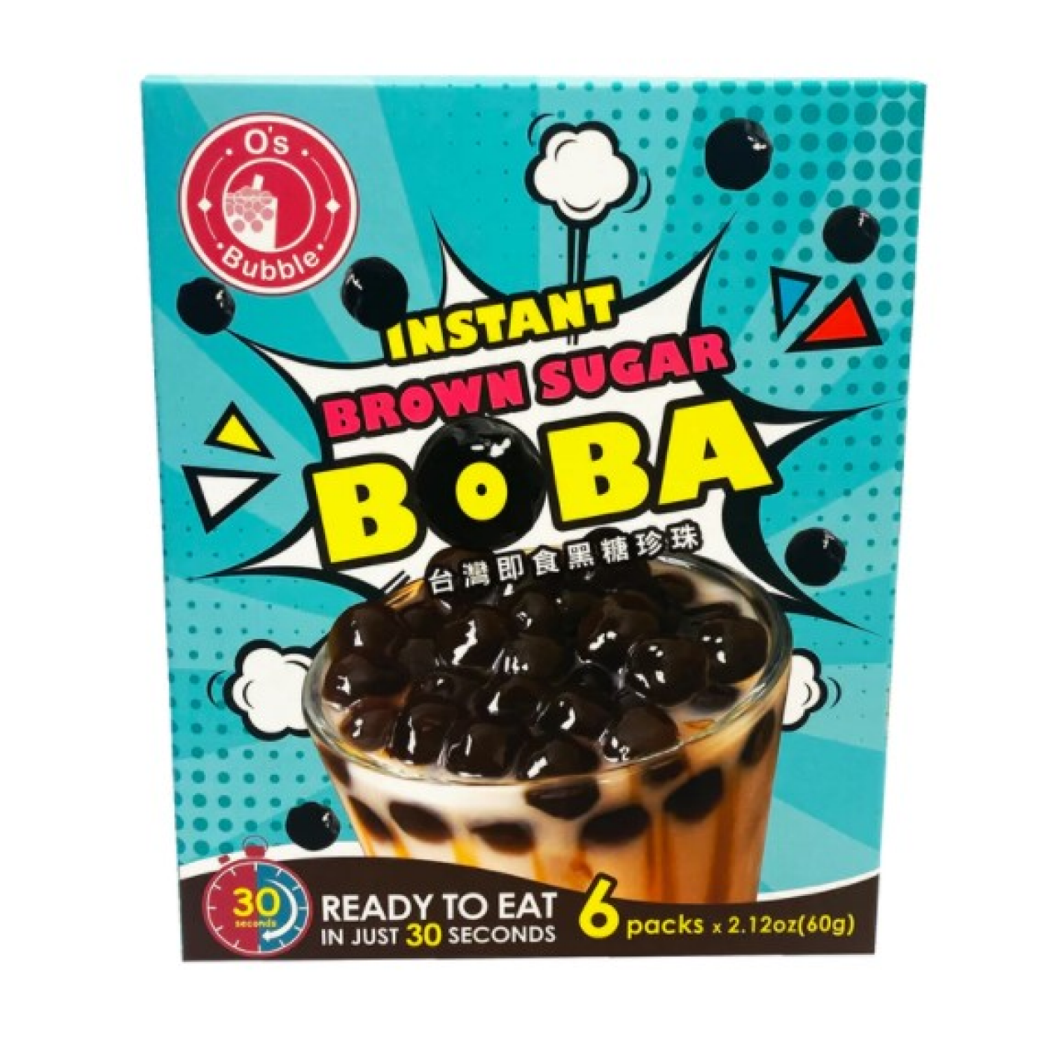 slide 1 of 2, O's Bubble Instant Brown Sugar Boba 6 - 2.1 oz Packs, 12.7 oz