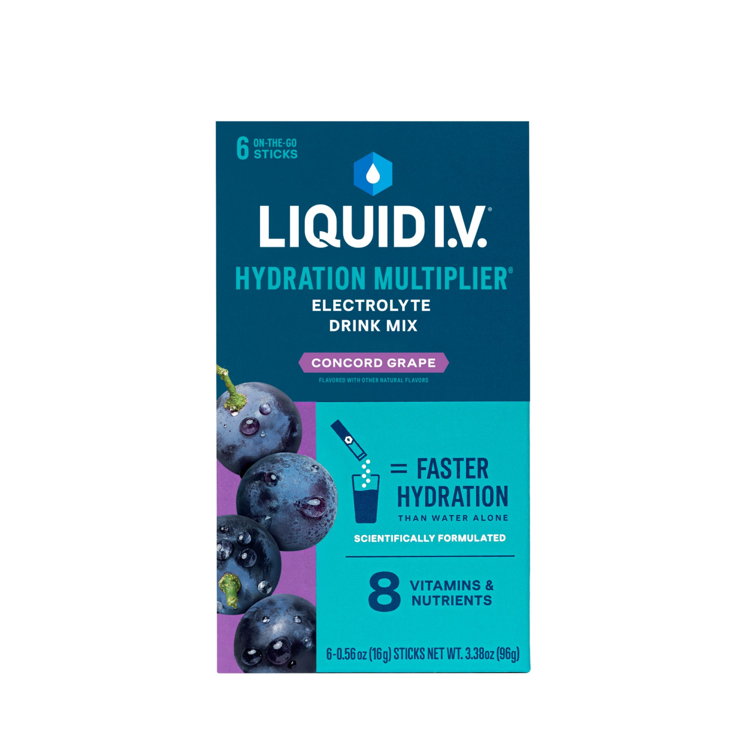 slide 1 of 2, Liquid I.V. Hydration Multiplier - Concord Grape - Hydration Powder Packets | Electrolyte Powder Drink Mix | Convenient Single-Serving Sticks | Non-GMO | 6 Sticks, 3.38 oz
