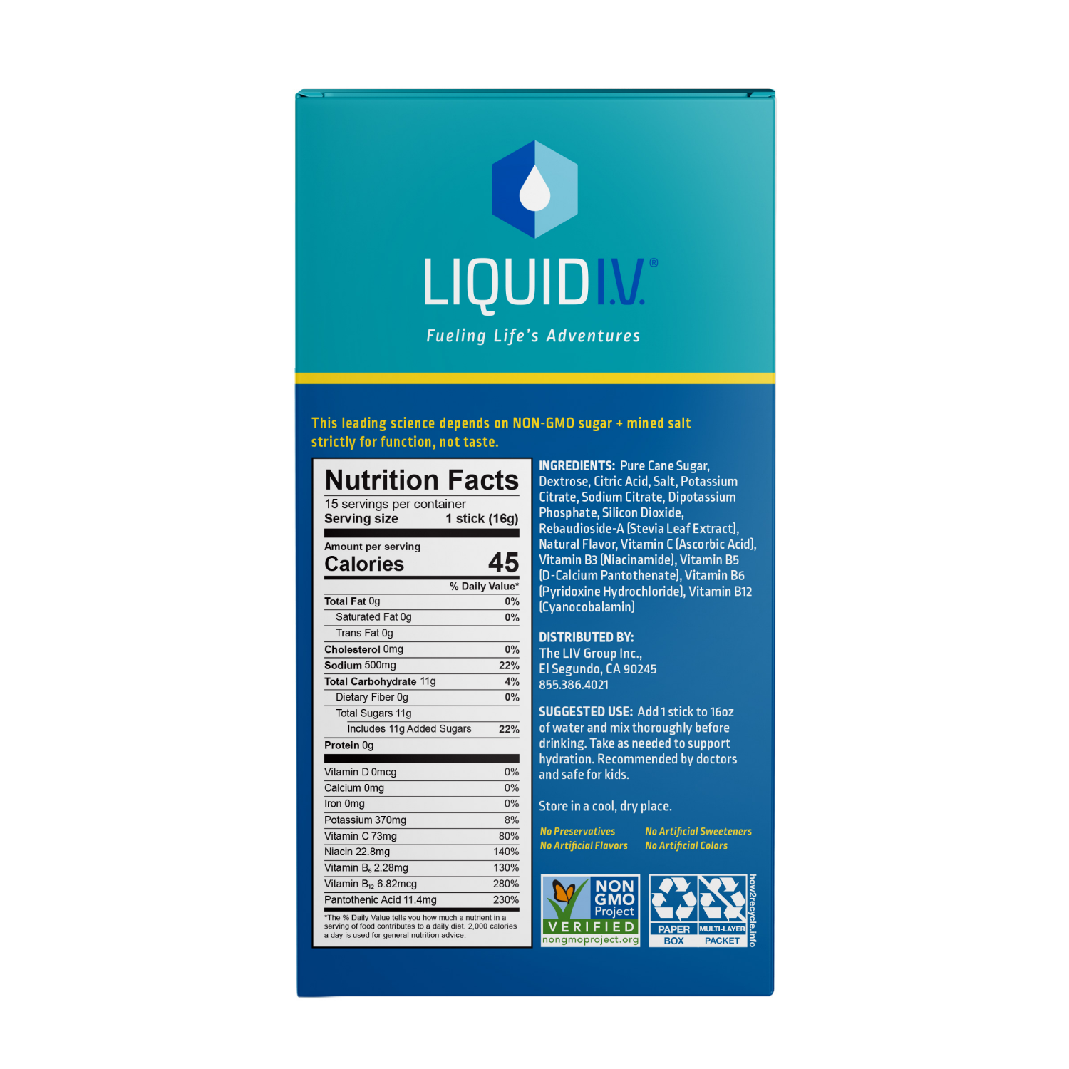 slide 3 of 3, Liquid I.V. Hydration Multiplier - Lemon Lime - Hydration Powder Packets | Electrolyte Powder Drink Mix | Convenient Single-Serving Sticks | Non-GMO | 15 Sticks, 15 ct