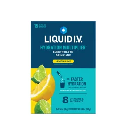 Liquid I.V. Hydration Multiplier - Lemon Lime - Hydration Powder Packets | Electrolyte Powder Drink Mix | Convenient Single-Serving Sticks | Non-GMO | 15 Sticks