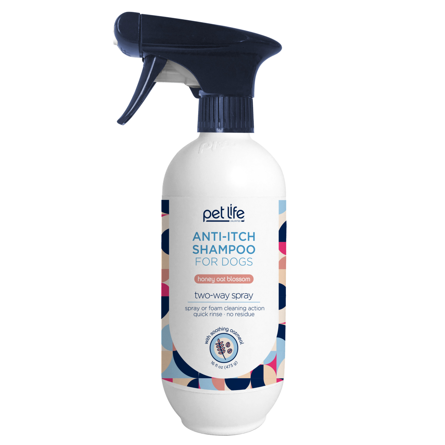 slide 1 of 5, Pet Life Unlimited Spray-On Dog Shampoo, Itch Relief, Honey Oat Blossom, 16oz, 16 oz