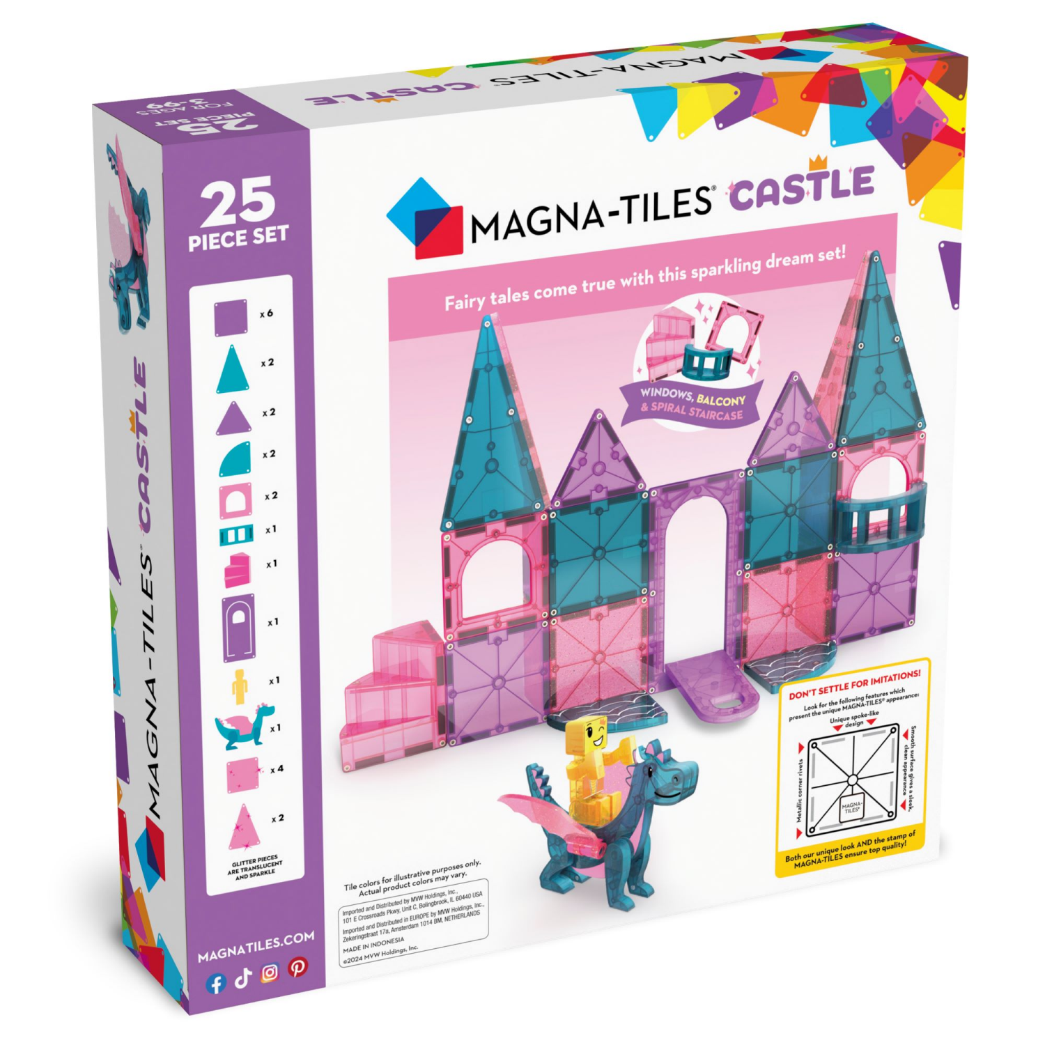 slide 2 of 8, MAGNA-TILES Castle 25-Piece Magnetic Construction Set, The ORIGINAL Magnetic Building Brand, 1 ct