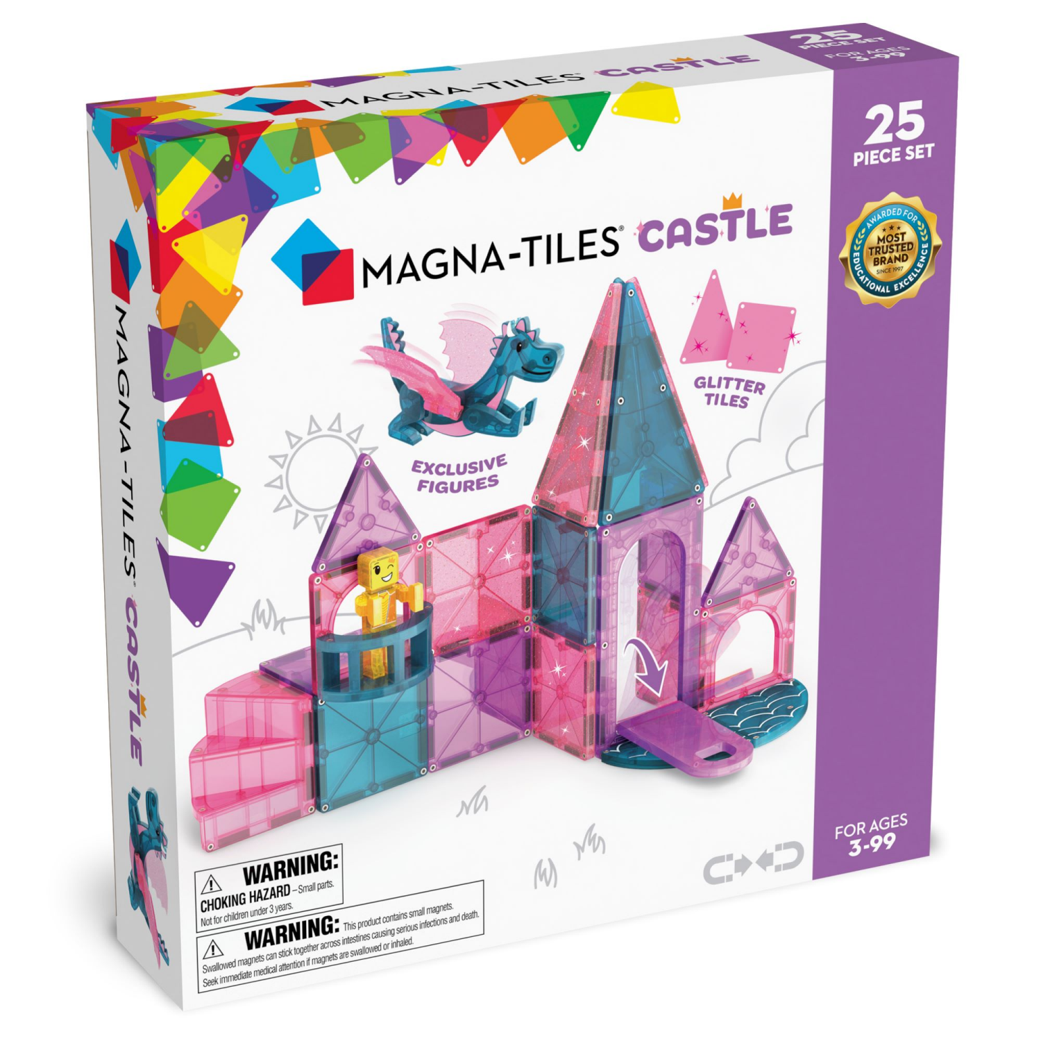 slide 1 of 8, MAGNA-TILES Castle 25-Piece Magnetic Construction Set, The ORIGINAL Magnetic Building Brand, 1 ct