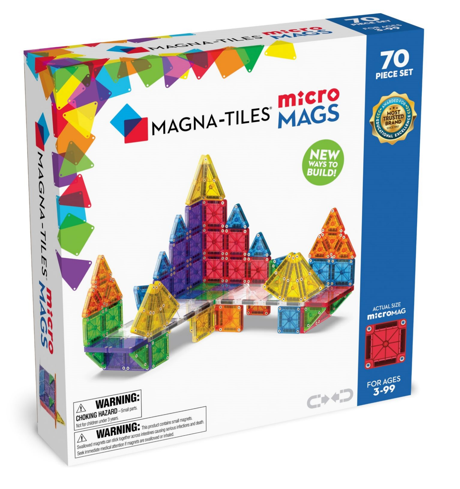 slide 1 of 8, MAGNA-TILES microMAGS 70-Piece Deluxe Magnetic Construction Set, The ORIGINAL Magnetic Building Brand, 1 ct