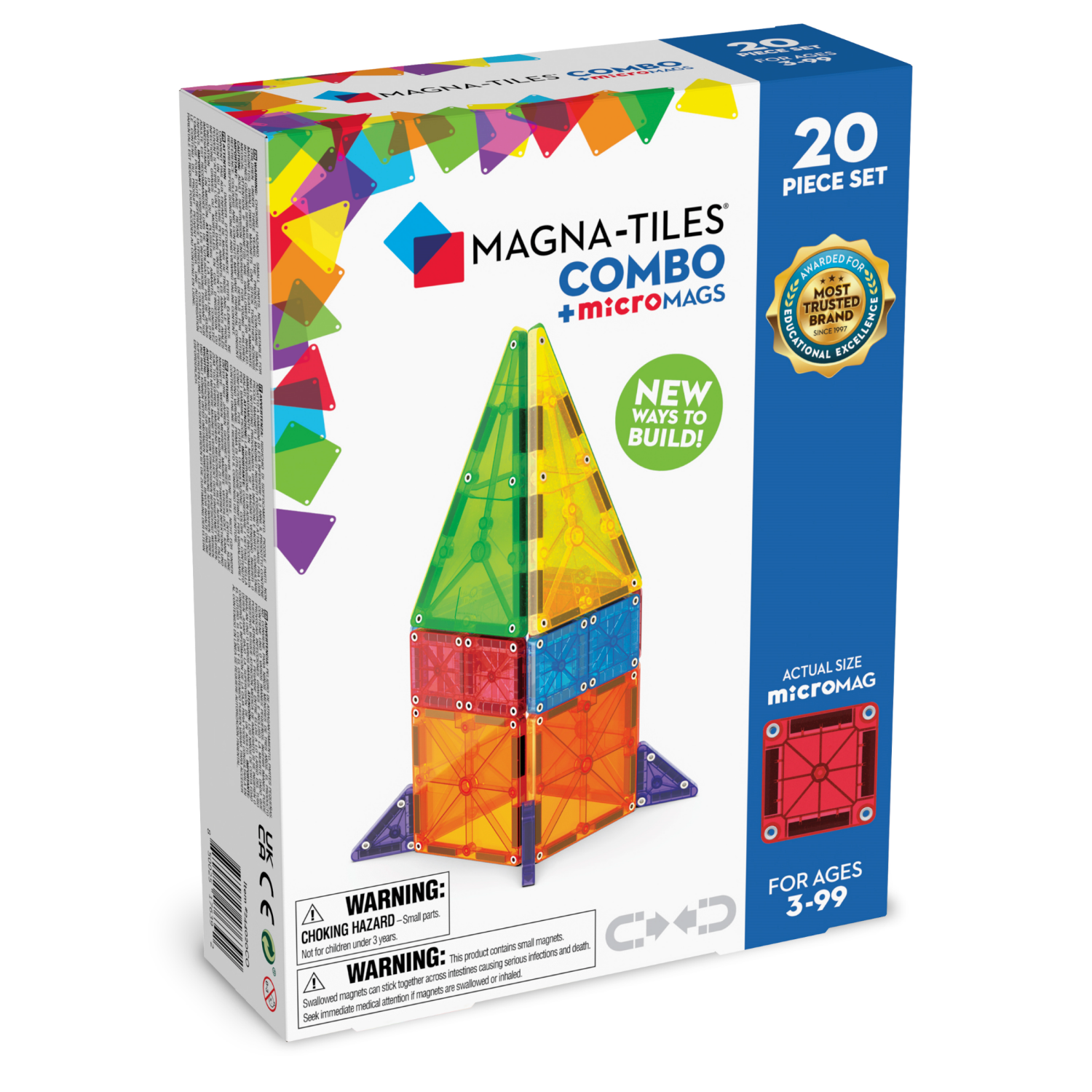 slide 1 of 4, MAGNA-TILES Combo 20-Piece Magnetic Construction Set, The ORIGINAL Magnetic Building Brand, 1 ct