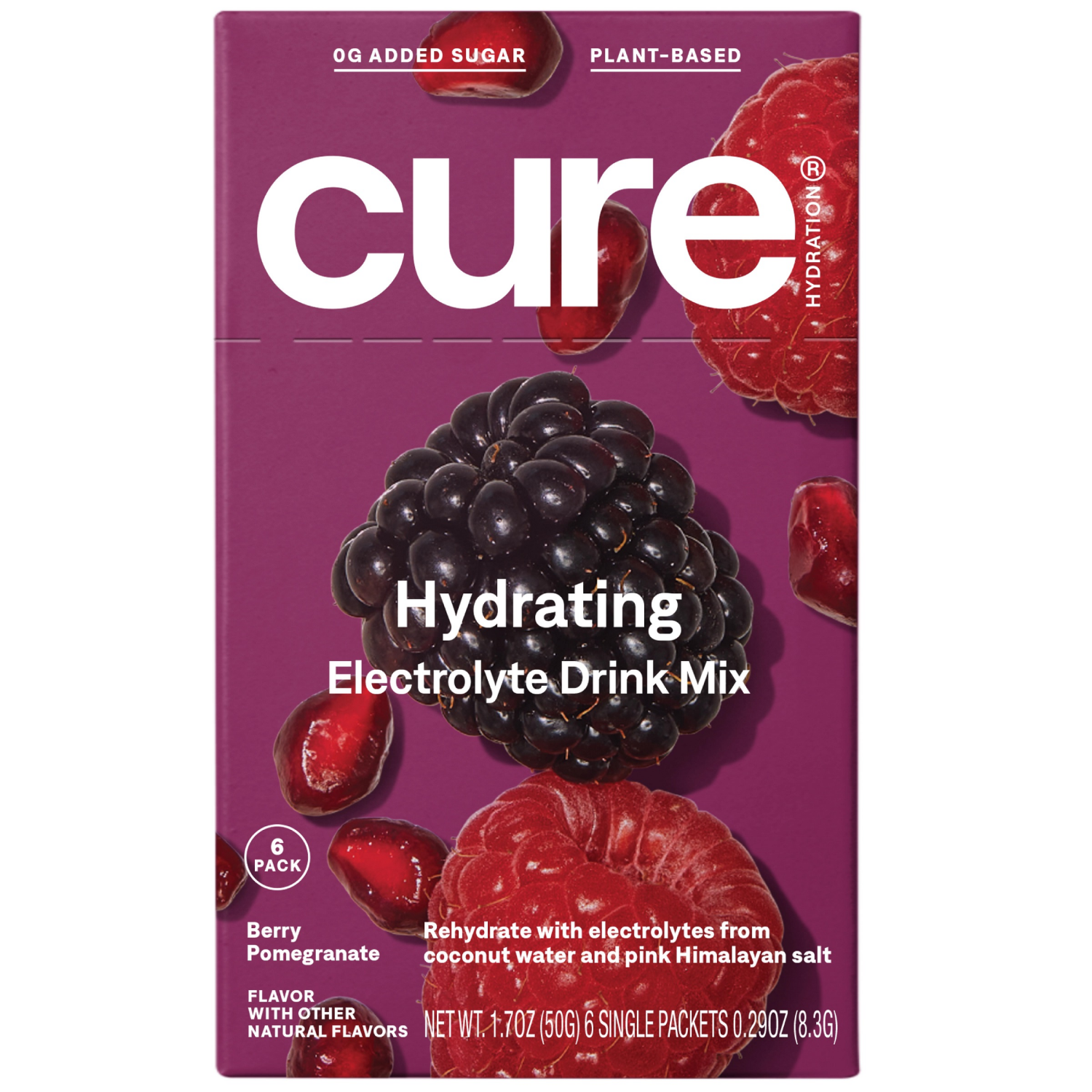 slide 1 of 2, Cure Hydration Hydrating Electrolyte Drink Mix, Berry Pomegranate- 6 ct, 6 ct