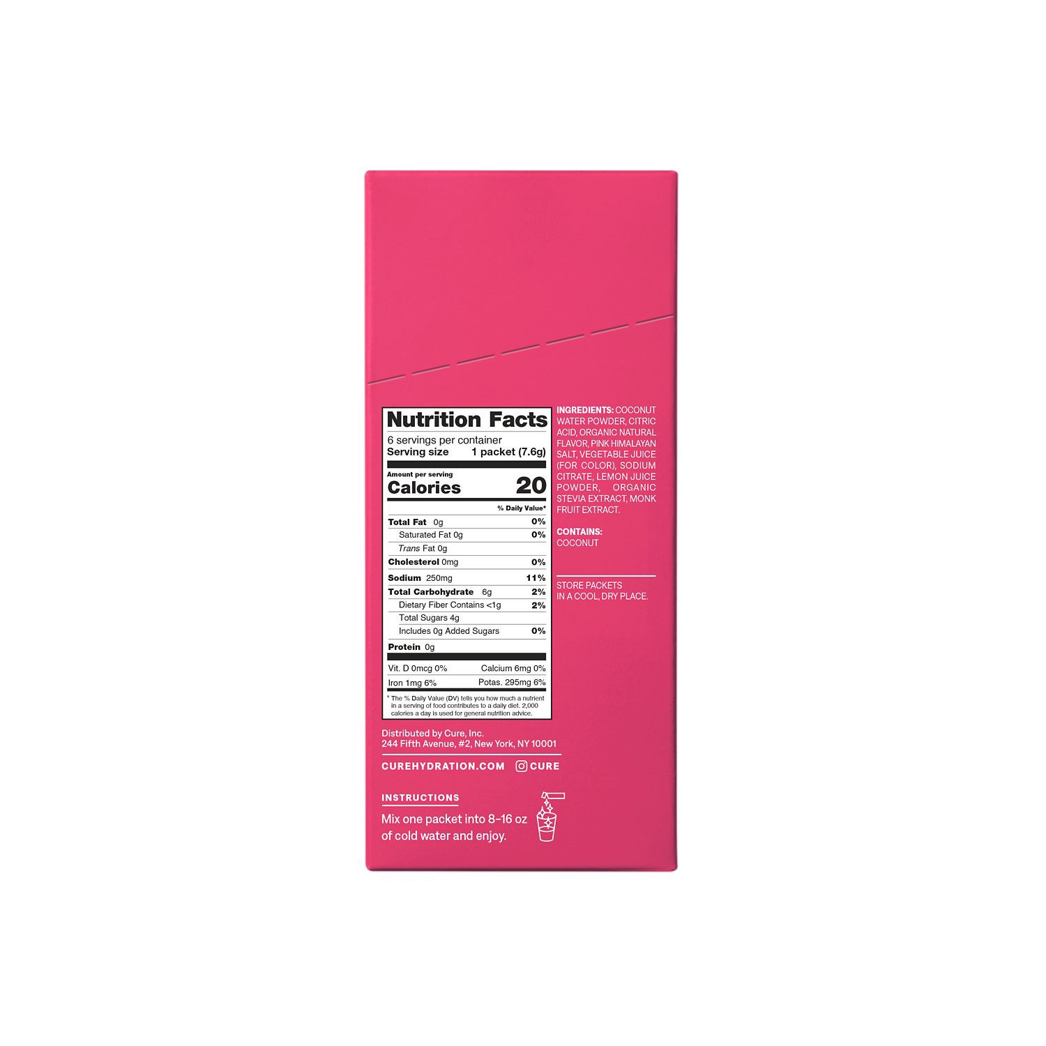 slide 3 of 4, Cure Hydration Cure, Hydrating Electrolyte Drink Mix, Tropical Punch Flavor, 6 Ct, 6 ct
