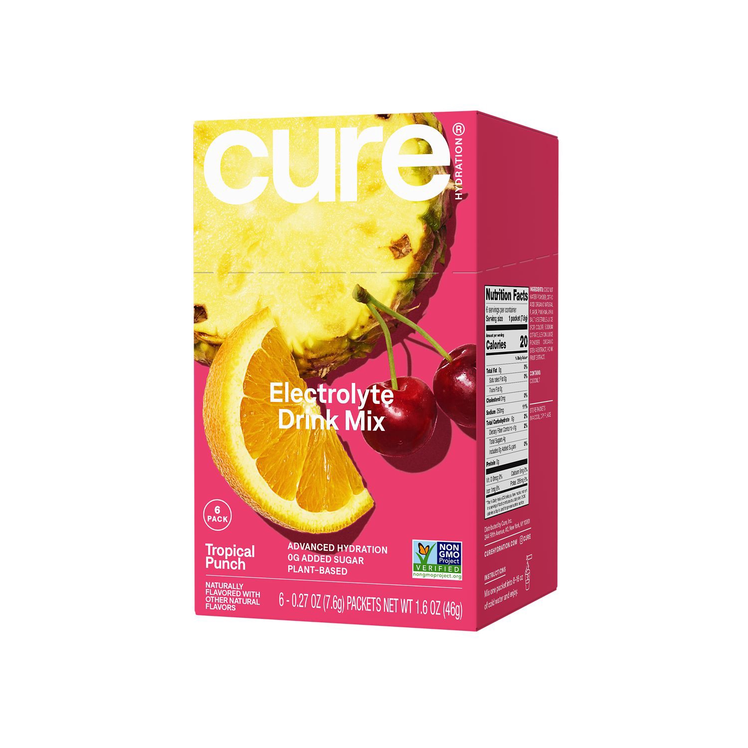 slide 4 of 4, Cure Hydration Cure, Hydrating Electrolyte Drink Mix, Tropical Punch Flavor, 6 Ct, 6 ct