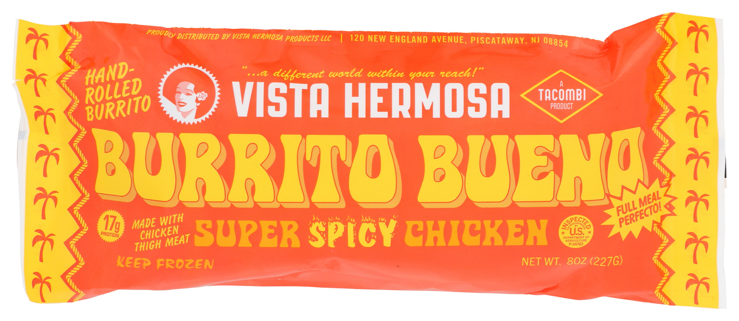 slide 1 of 3, Vista Hermosa Super Spicy Chicken Burrito Buena 8 oz, 8 oz