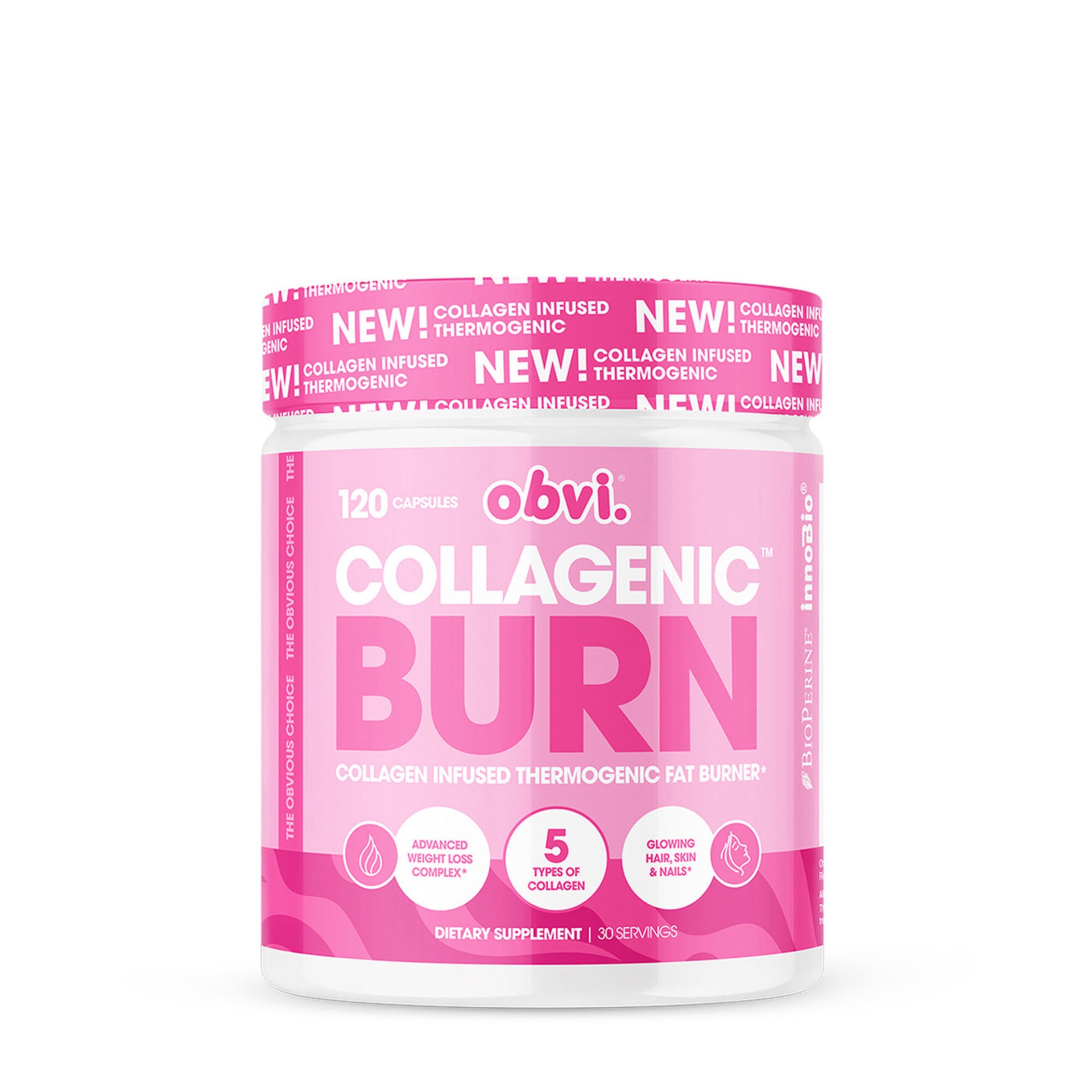 slide 1 of 1, obvi Collagenic Burn A Collagen Infused Thermogenic, 120 ct