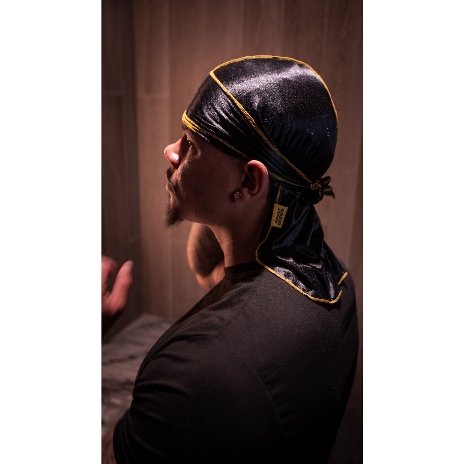 slide 9 of 9, The Cut Buddy Nick Wavy Collection Black/Yellow Silky Durag, 1 ct