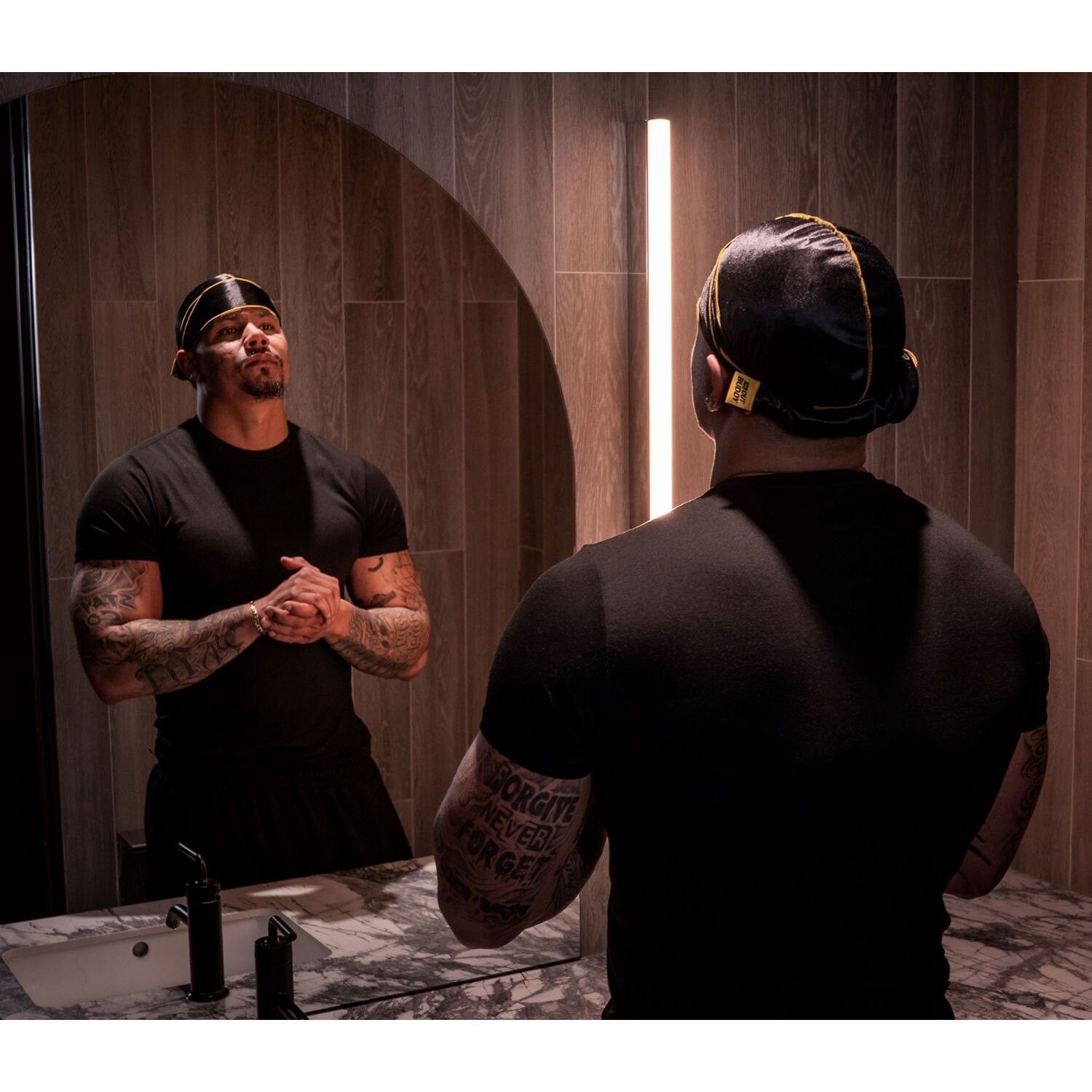 slide 7 of 9, The Cut Buddy Nick Wavy Collection Black/Yellow Silky Durag, 1 ct