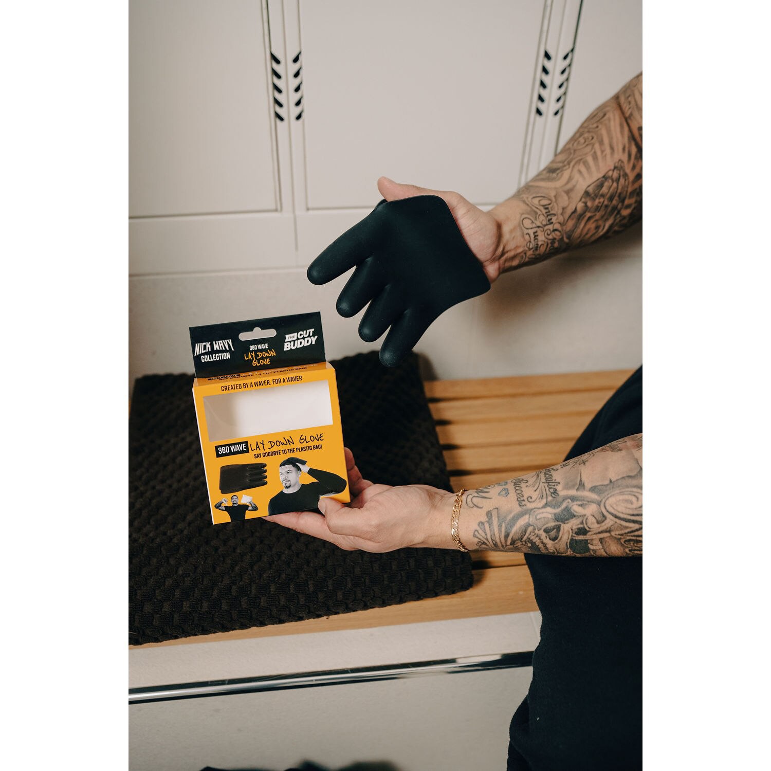 slide 5 of 8, The Cut Buddy Nick Wavy Silicone Laydown Waves Glove, 1 ct