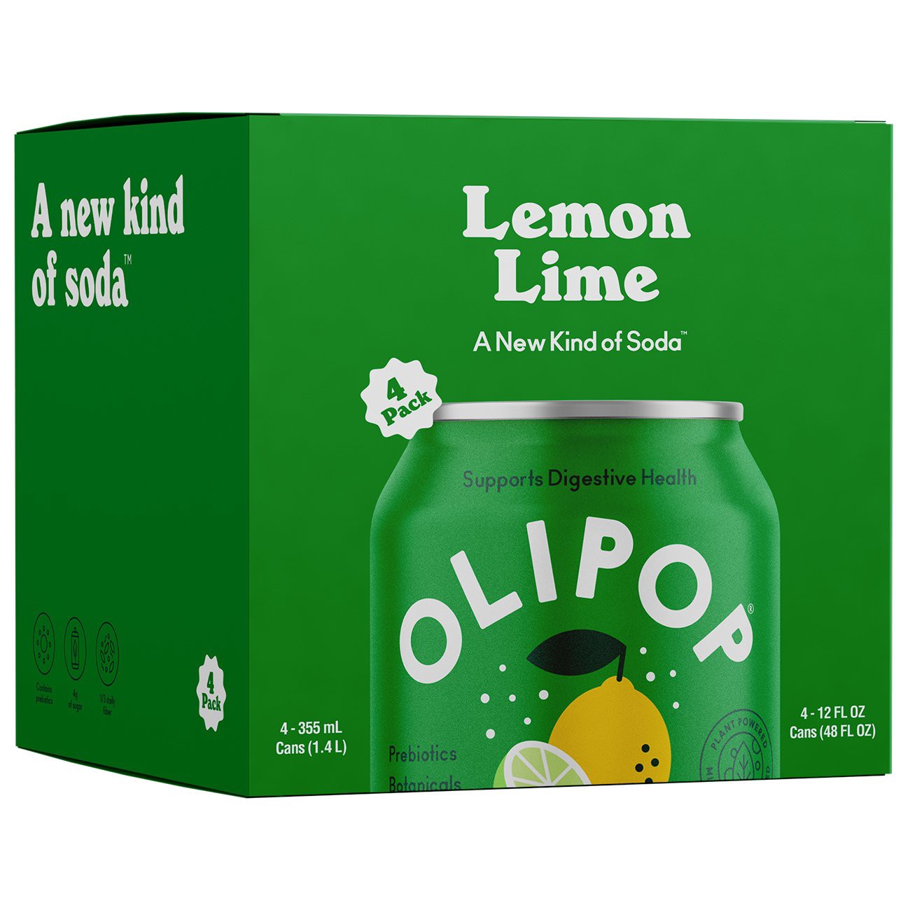 slide 1 of 1, Olipop Lemon Lime 4 Pack, 12 oz