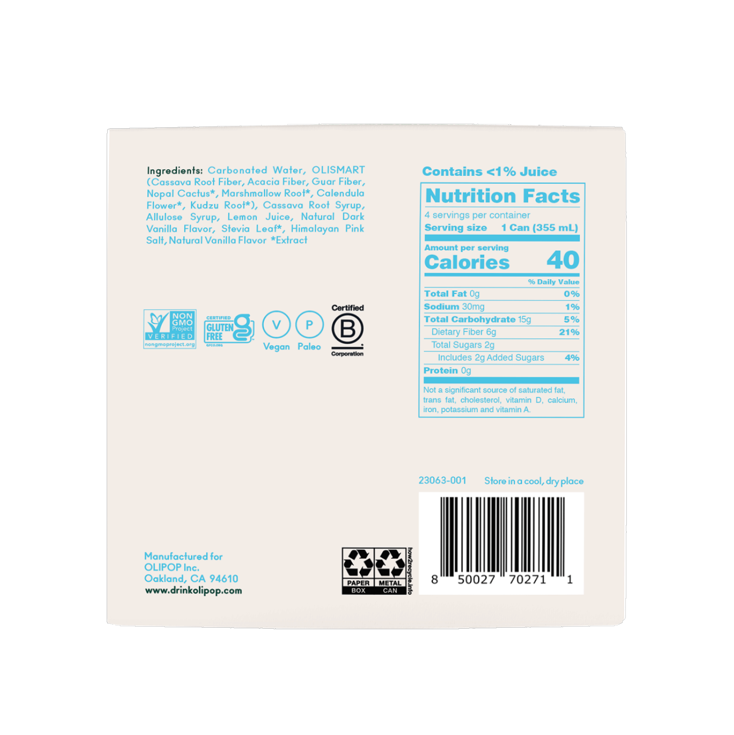 slide 2 of 2, Olipop Cream Soda Prebiotic Soda - 4ct/12 fl oz Cans, 4 ct; 12 oz