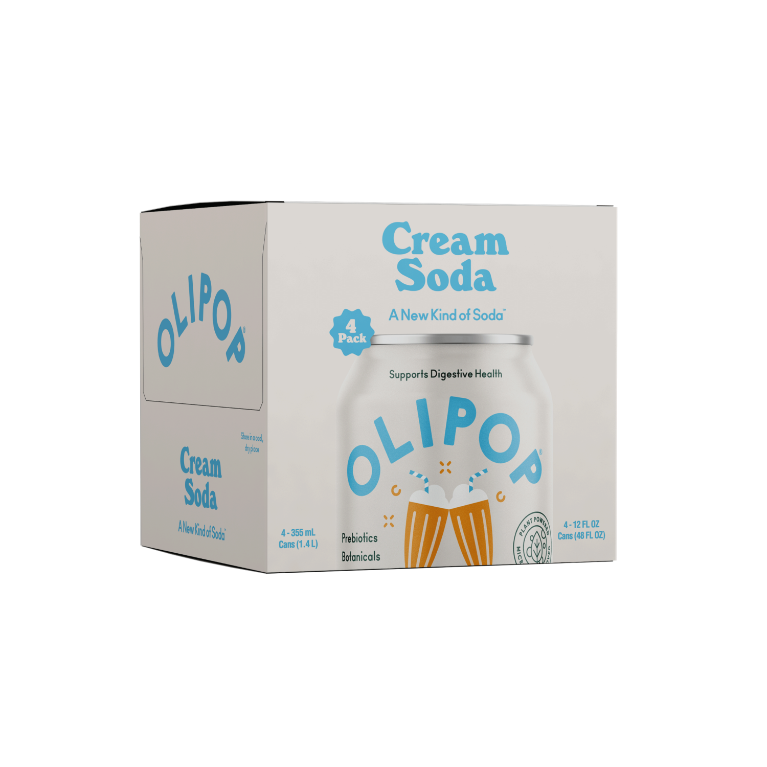 slide 1 of 2, Olipop Cream Soda Prebiotic Soda - 4ct/12 fl oz Cans, 4 ct; 12 oz