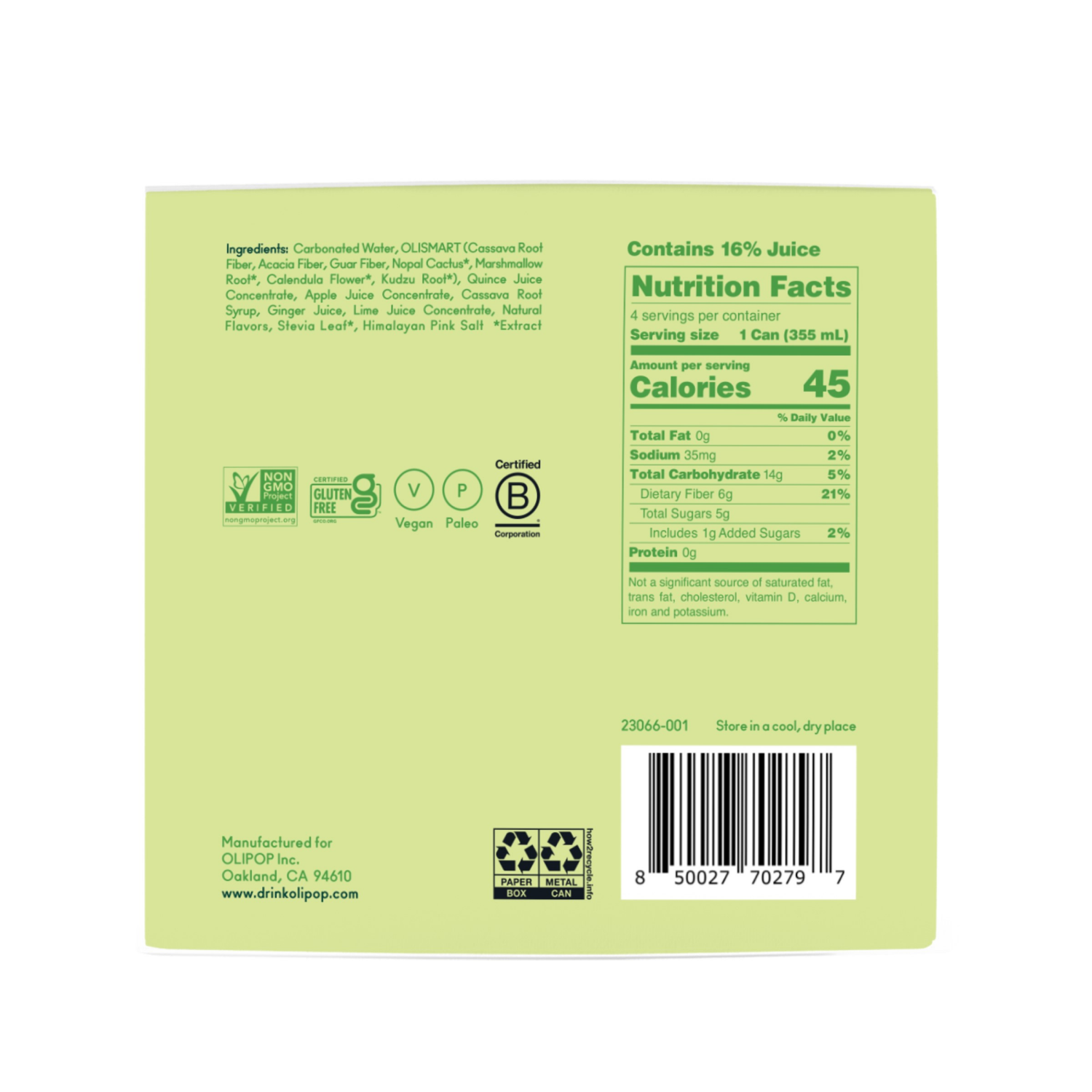 slide 2 of 2, Olipop Ginger Ale, 4 ct; 12 fl oz