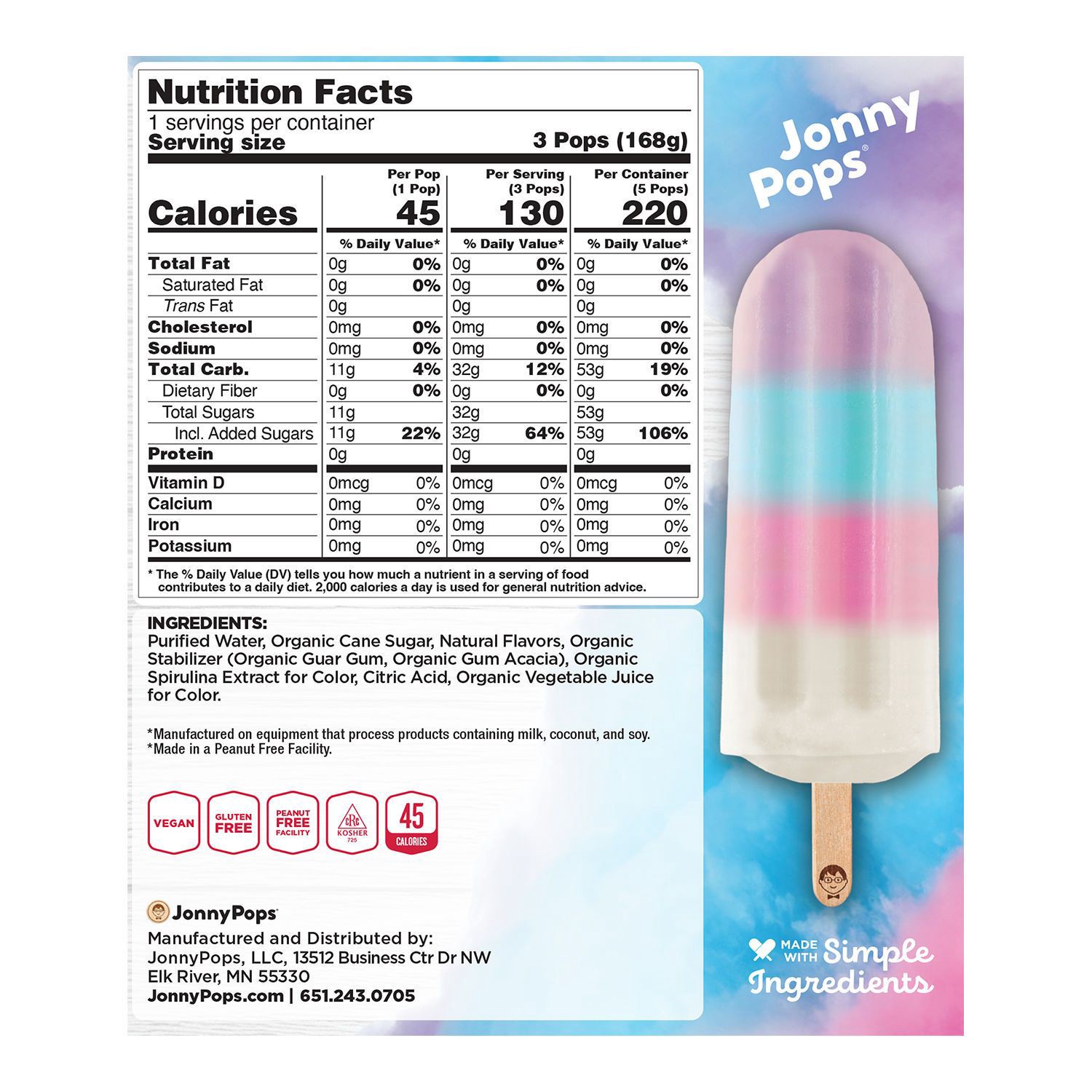 slide 3 of 3, Jonny Pops Cotton Candy Popsicle 5 Ct, 9.25 Oz, 9.25 oz