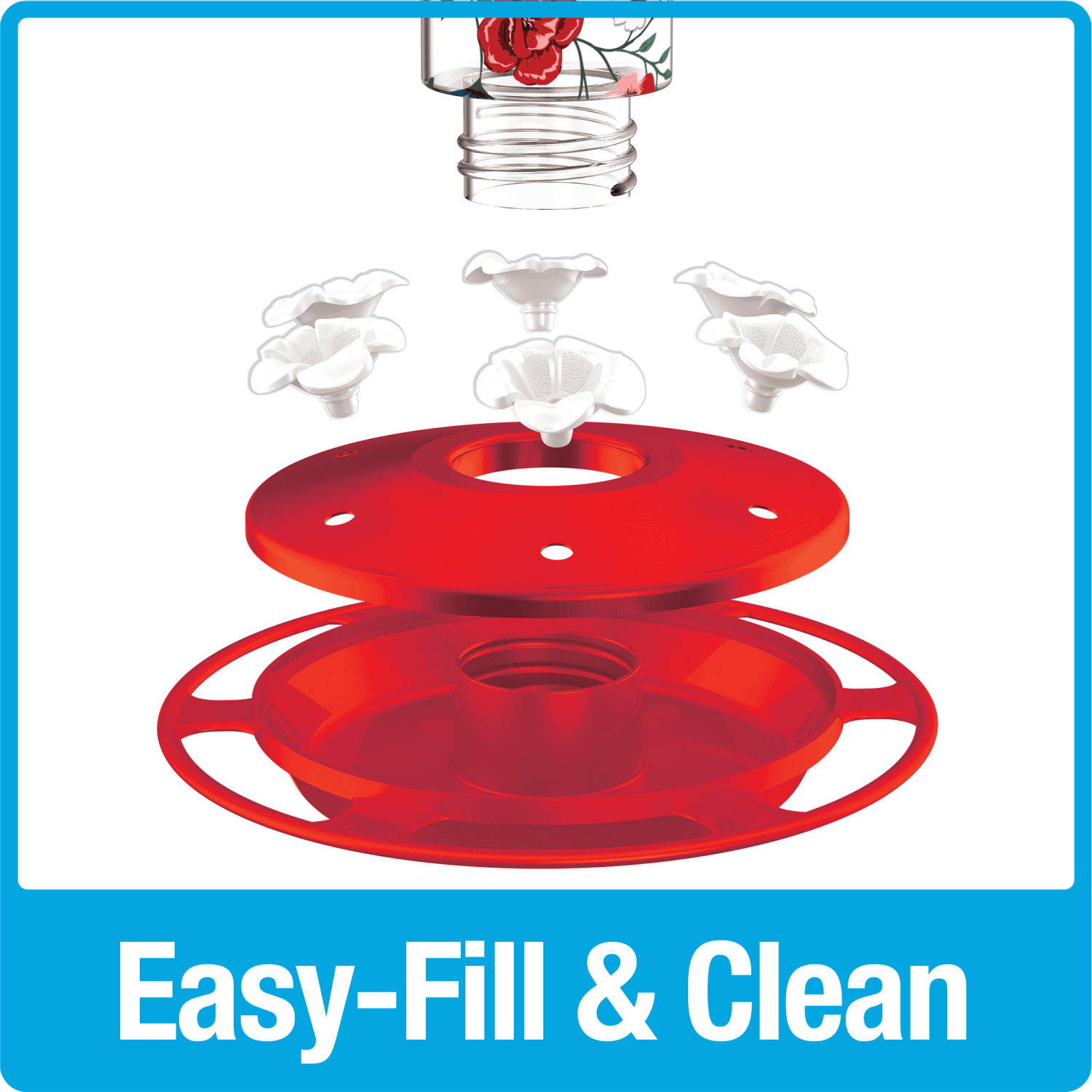 slide 2 of 4, Nature's Way Hummingbird Feeder Decorative Glass Vintage Blossom, 20 oz