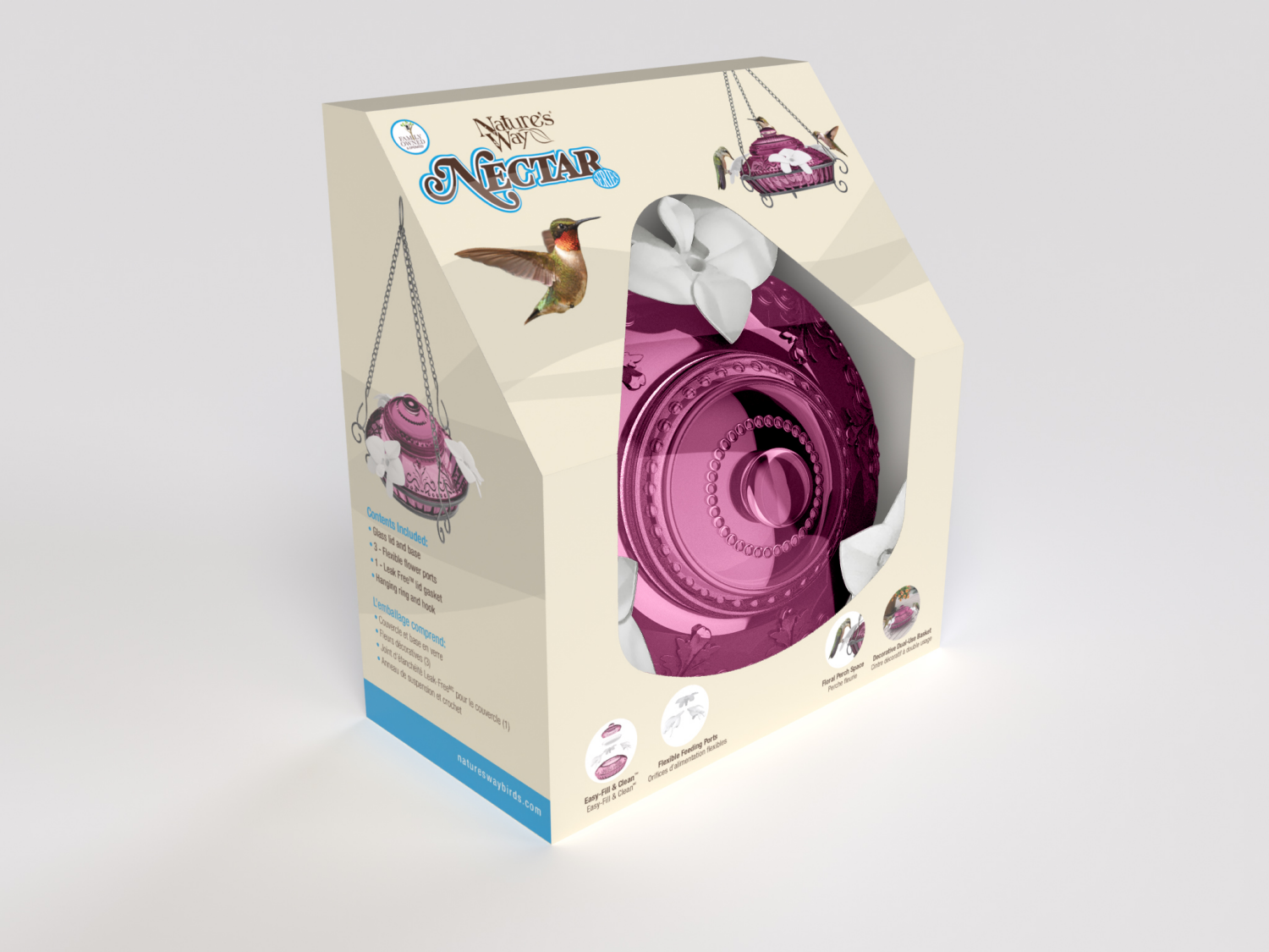 slide 2 of 6, Nature's Way Antique Top-Fill Plum Hummingbird Glass Feeder, 1 ct