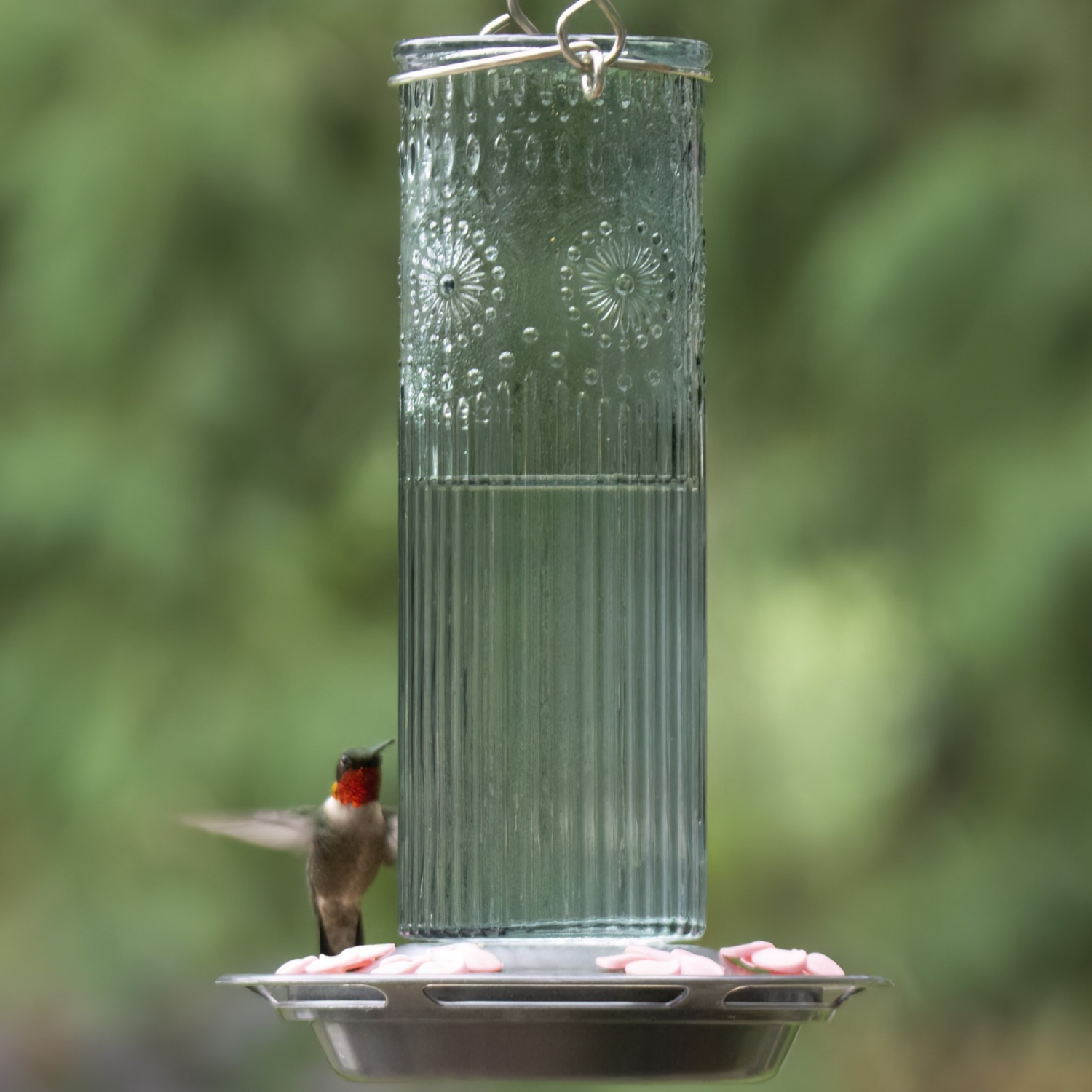 slide 2 of 4, Nature's Way Hummingbird Feeder Antique Glass Teal, 28 oz