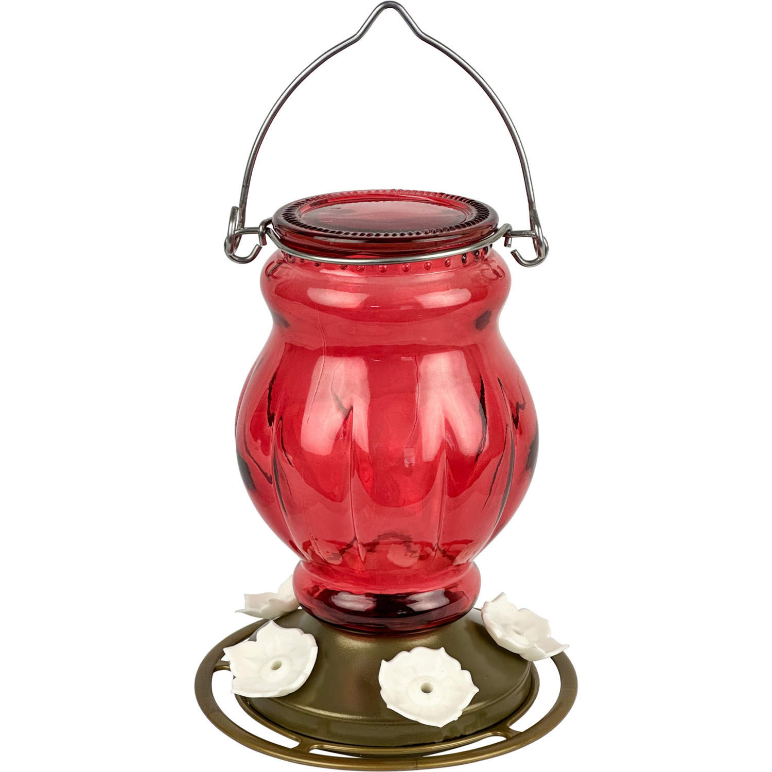 slide 1 of 1, Nature's Way Nature's Way Ruby Visions Antique Glass Gravity Hummingbird Feeder, Red, 25 oz