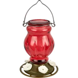 Nature's Way Nature's Way Ruby Visions Antique Glass Gravity Hummingbird Feeder, Red