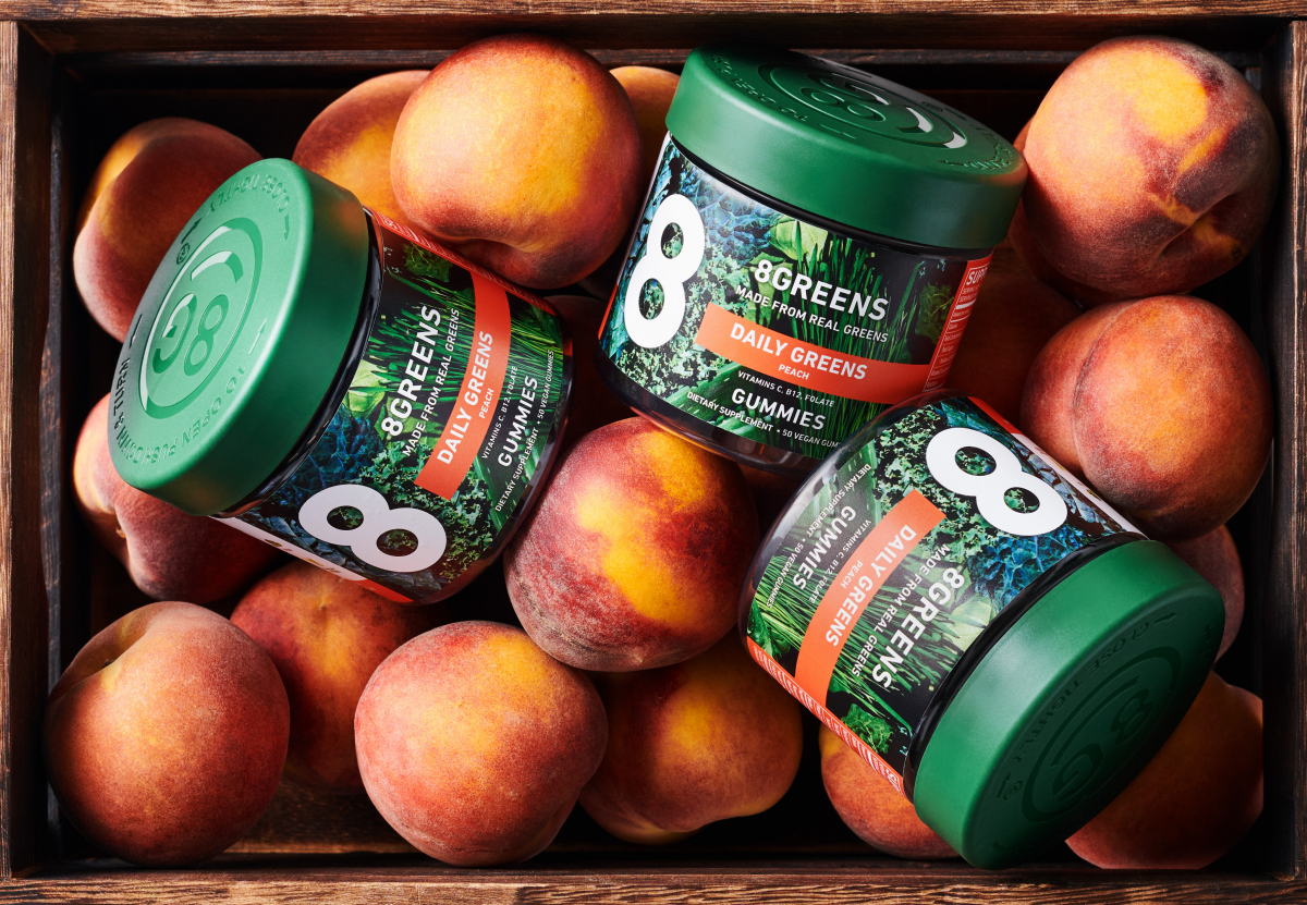 slide 2 of 3, 8Greens Daily Greens Gummies Peach, 50 ct