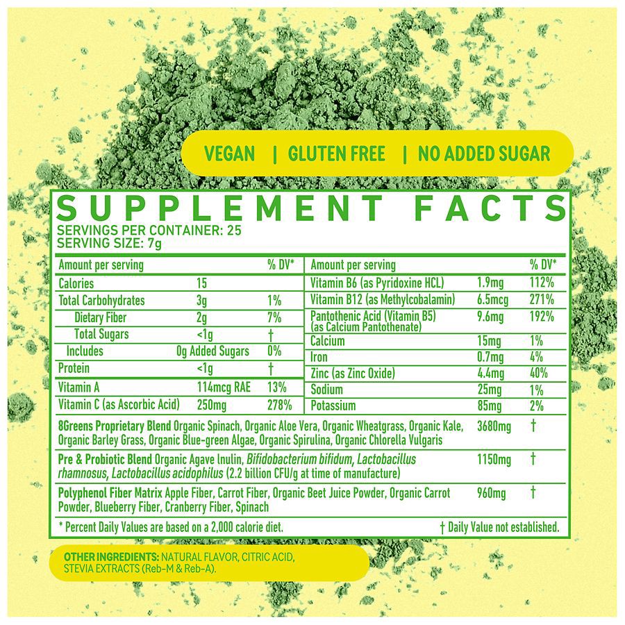 slide 5 of 5, 8Greens Lemon Lime Super Greens Powder 6.17 oz, 6.17 oz