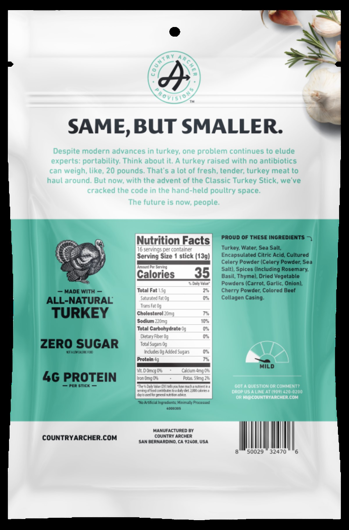 slide 2 of 2, Country Archer Rosemary Turkey Sticks Minis 16 ea, 16 ct