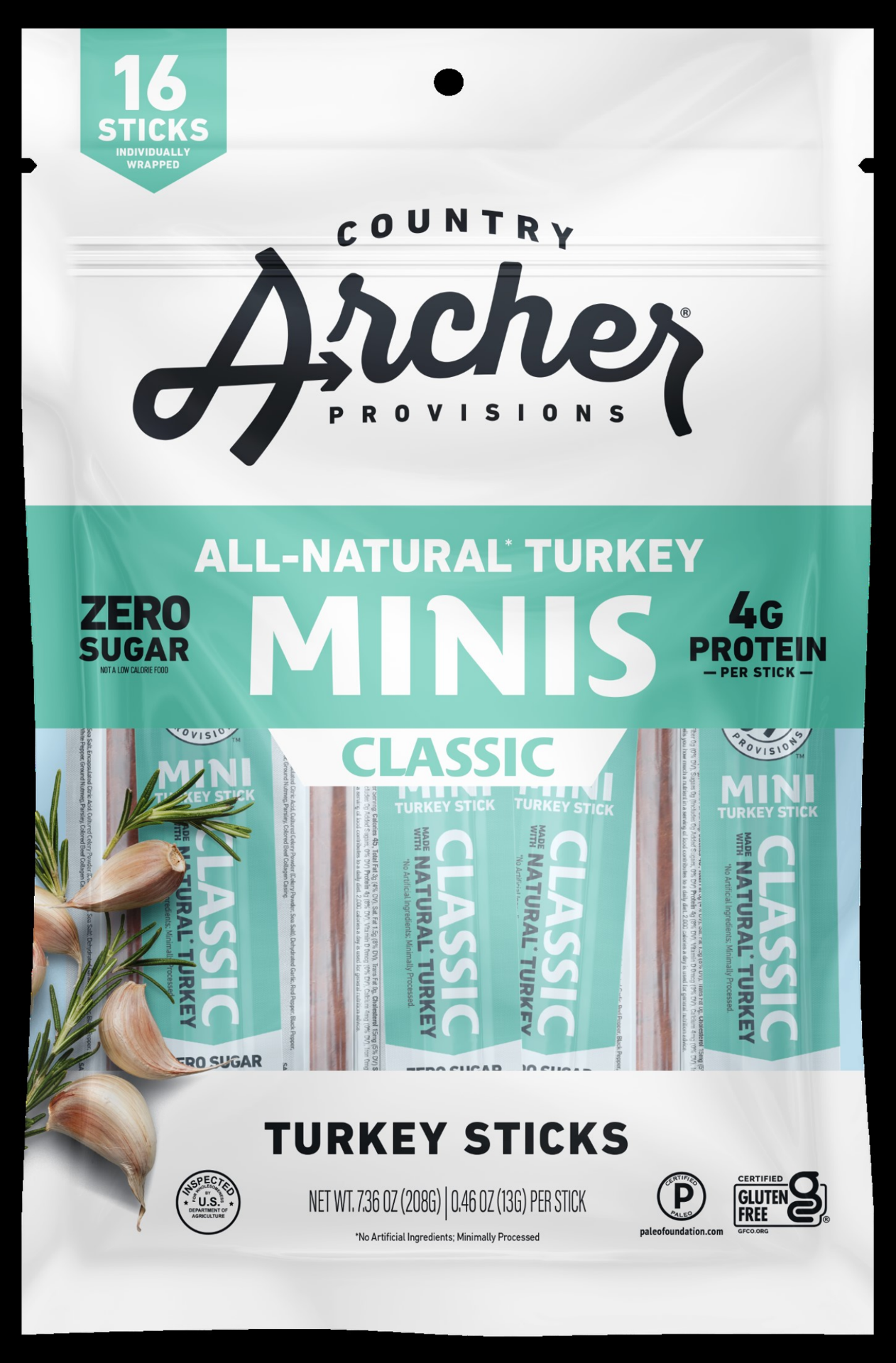 slide 1 of 2, Country Archer Rosemary Turkey Sticks Minis 16 ea, 16 ct