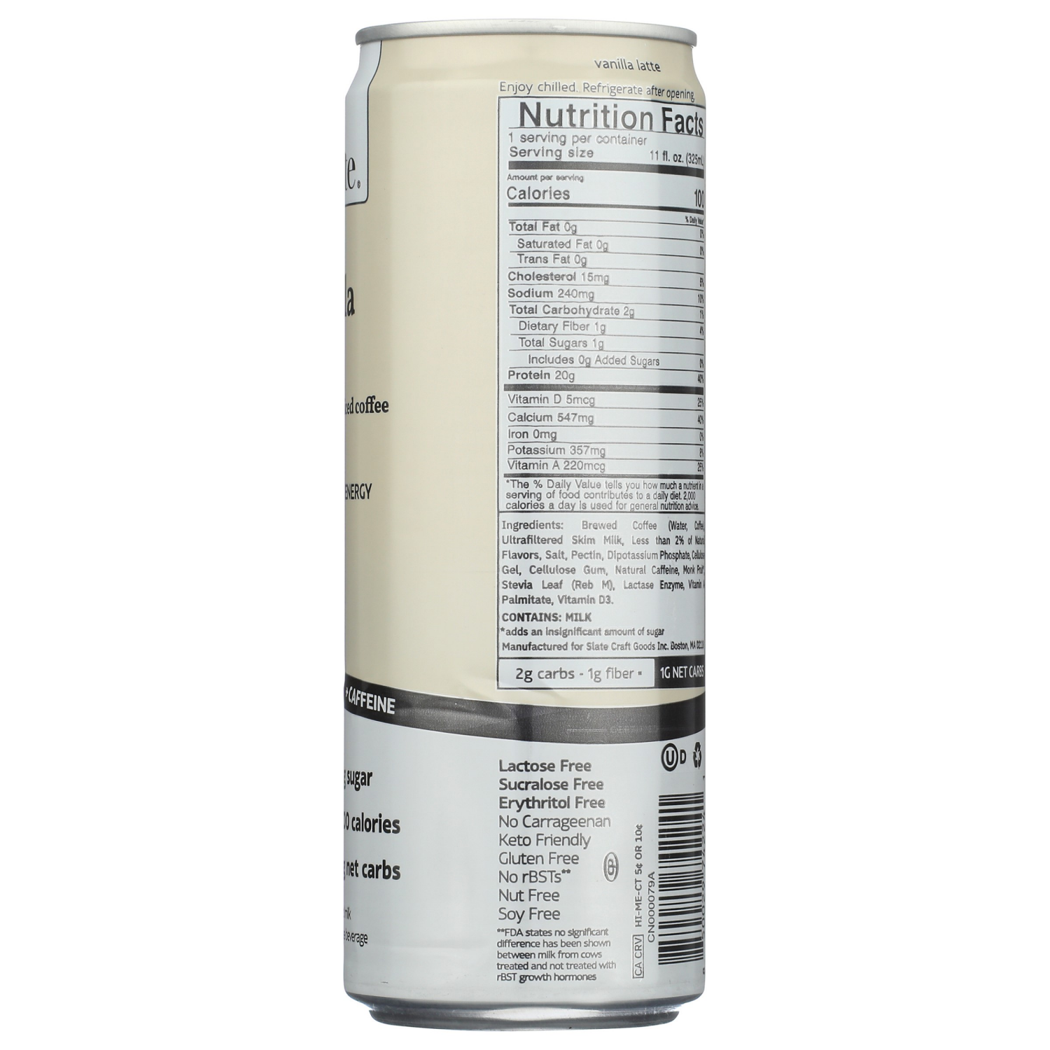 slide 2 of 4, Slate Vanilla Latte High Protein Iced Coffee 11oz, 11 fl oz